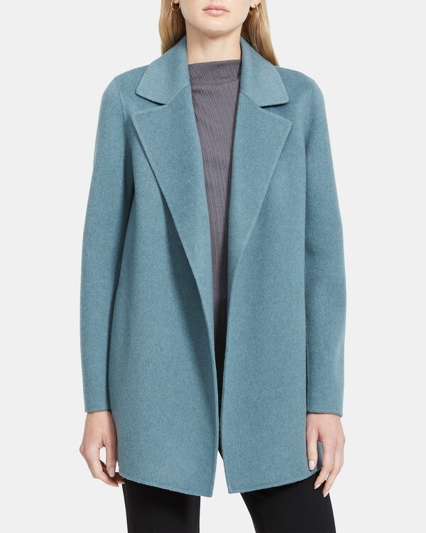 Open Front Coat in Double-Face Wool-Cashmere