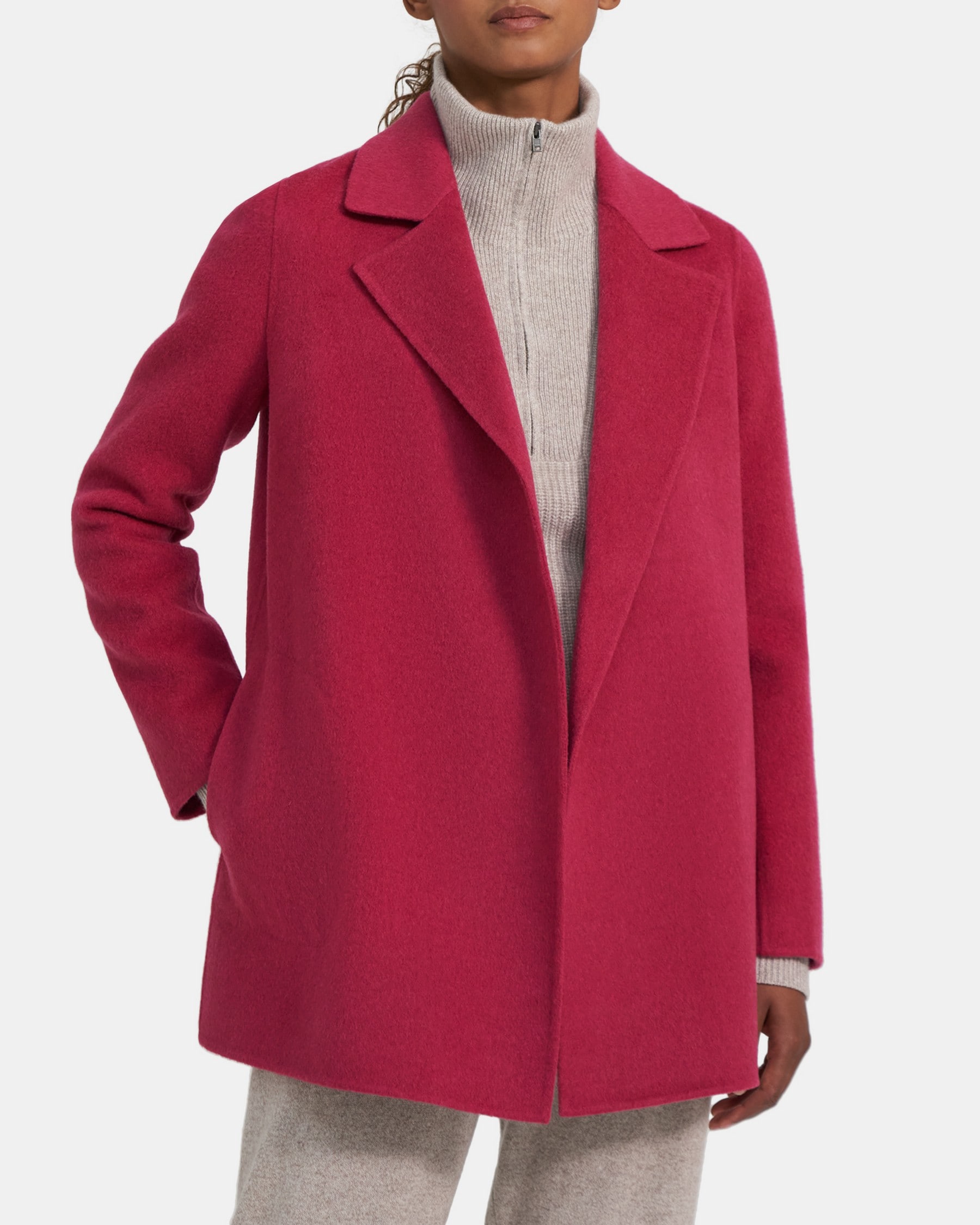 Theory Open Front Coat in Double-Face Wool-Cashmere