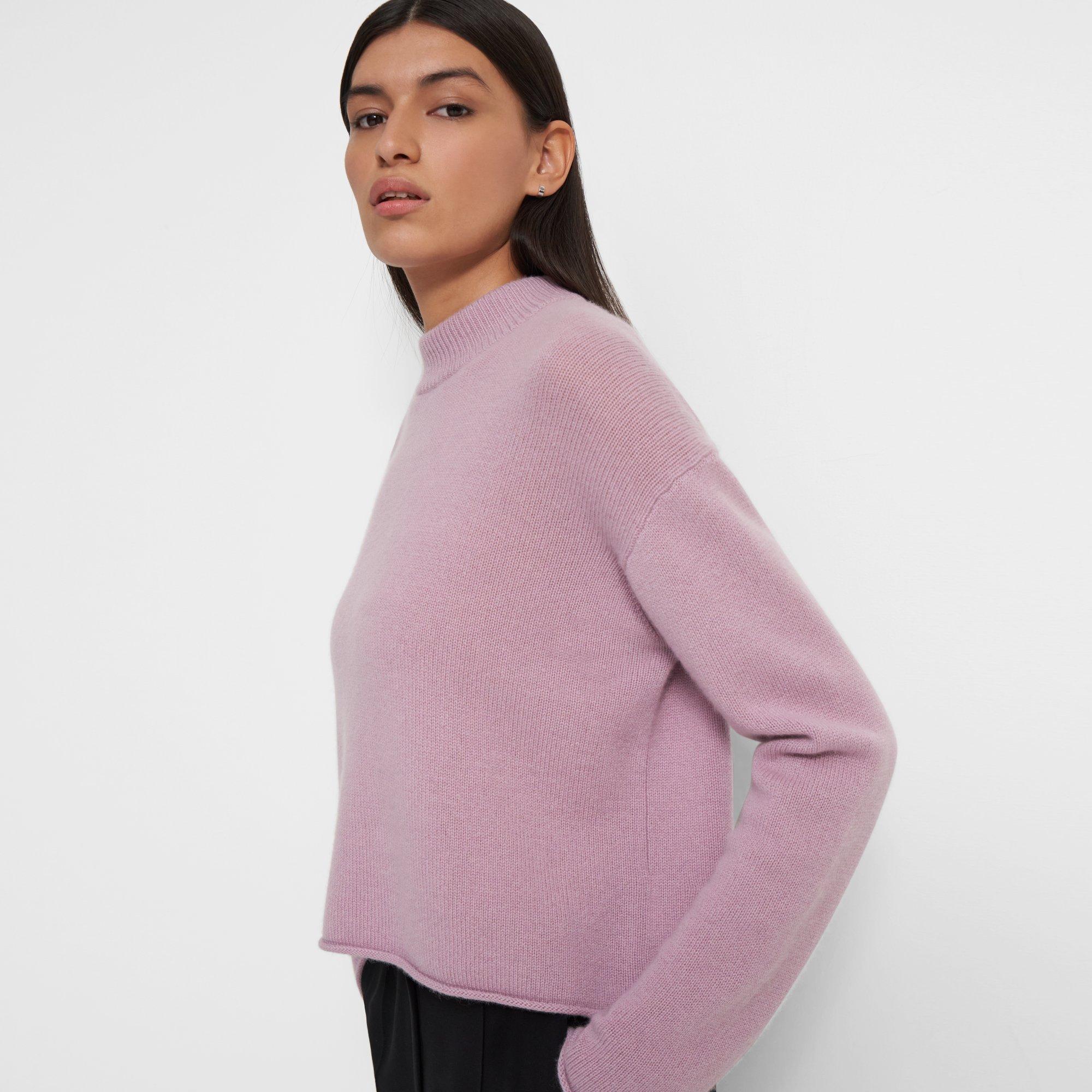 Theory Official Site | Cropped Mock Neck Sweater in Cashmere