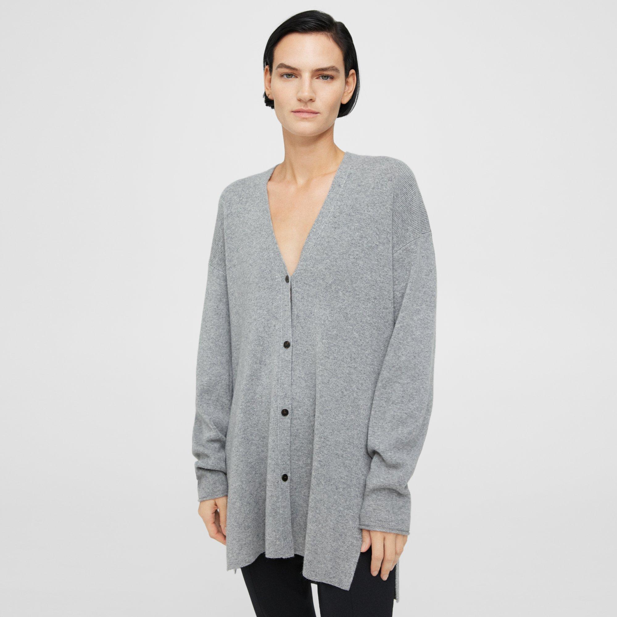 Grey Cashmere Long Cardigan