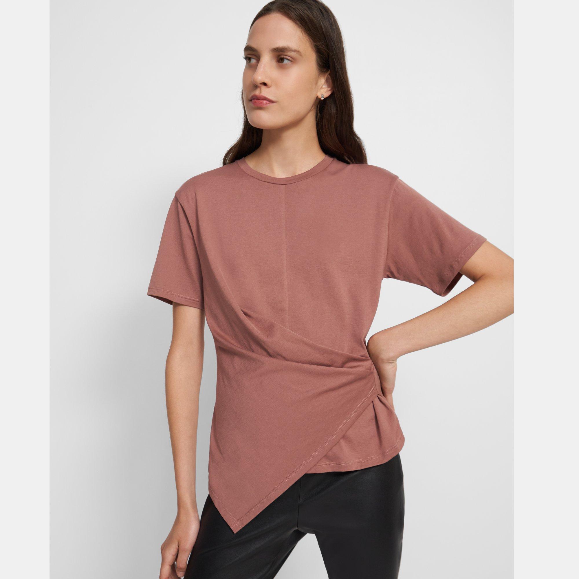 Drapiertes T-Shirt aus Baumwolle