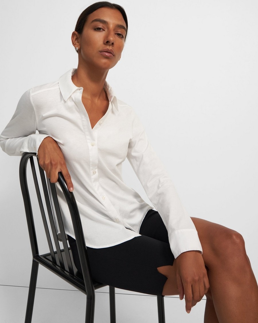 Button-Up Shirt in Organic Cotton Knit