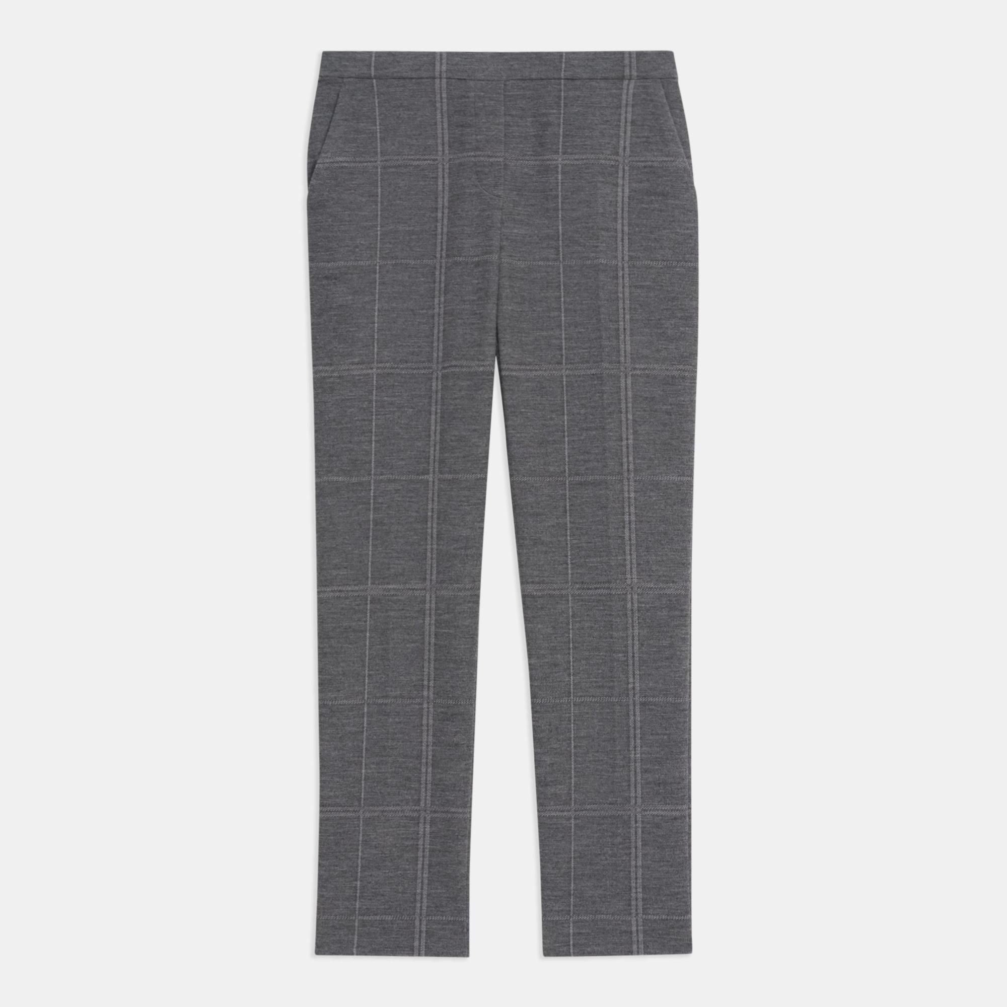 Theory Official Site | Treeca Pull-On Pant in Checked Eco Knit