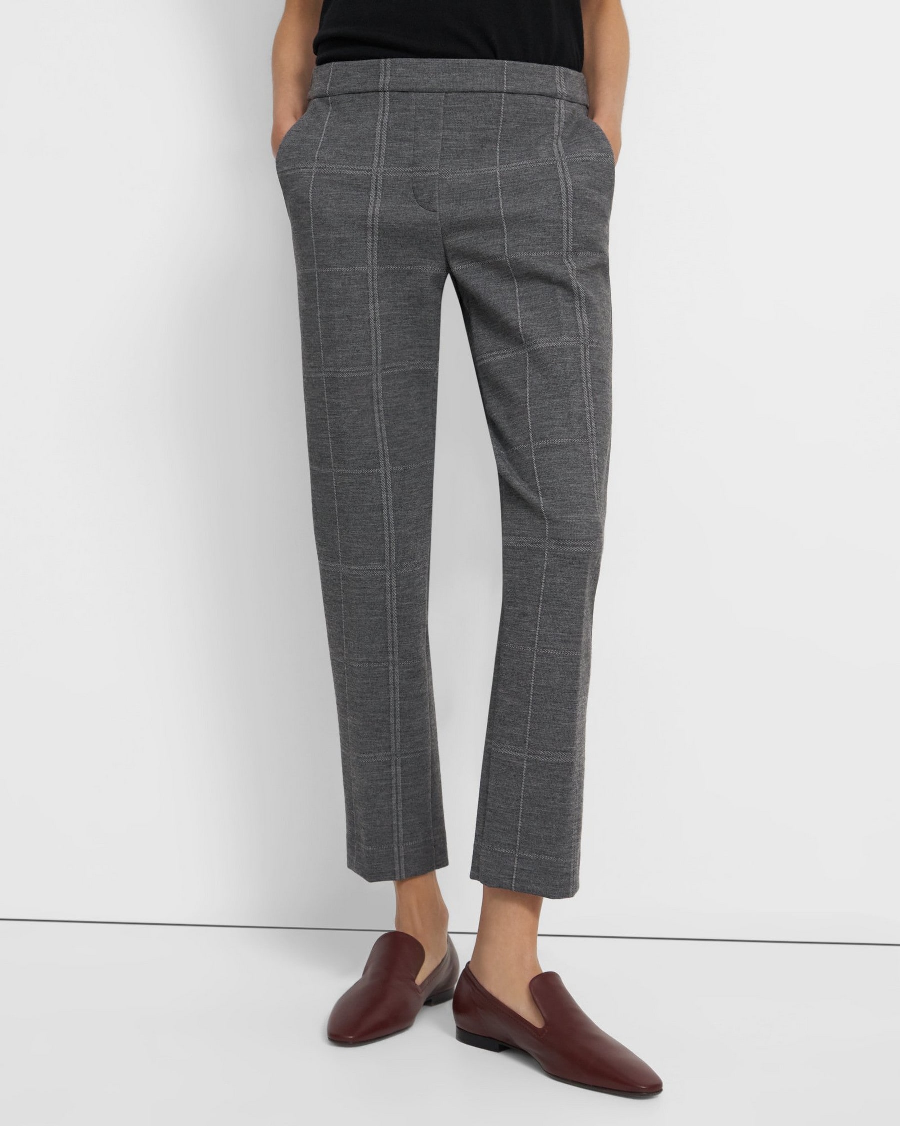 Treeca Pull-On Pant in Checked Eco Knit | Theory