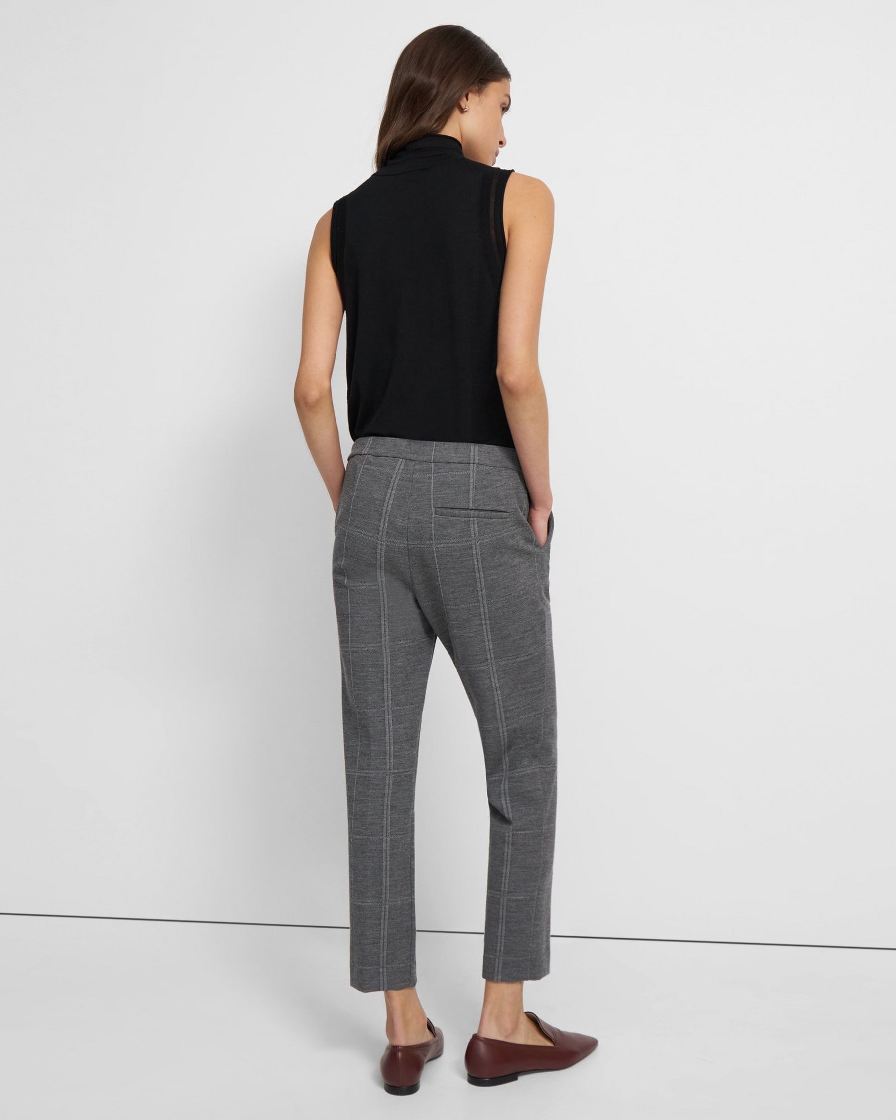 Treeca Pull-On Pant in Checked Eco Knit | Theory