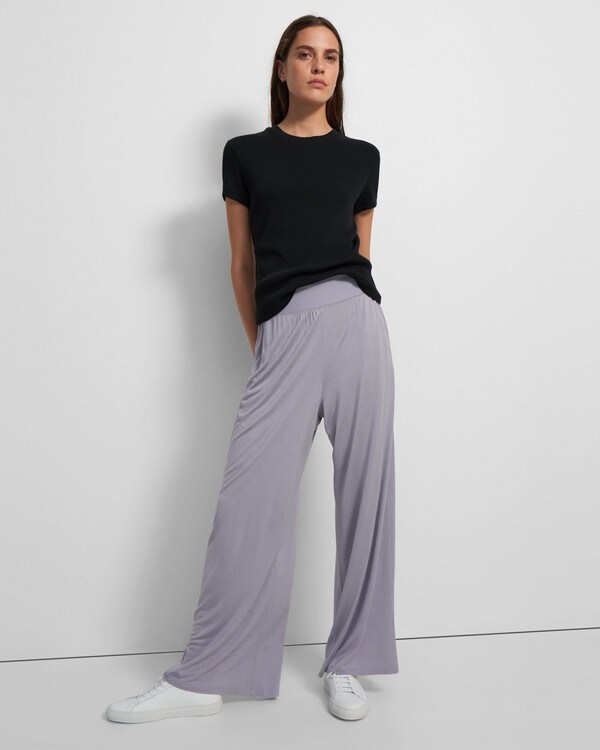 Ribbed Waistband Pant in Modal-Silk