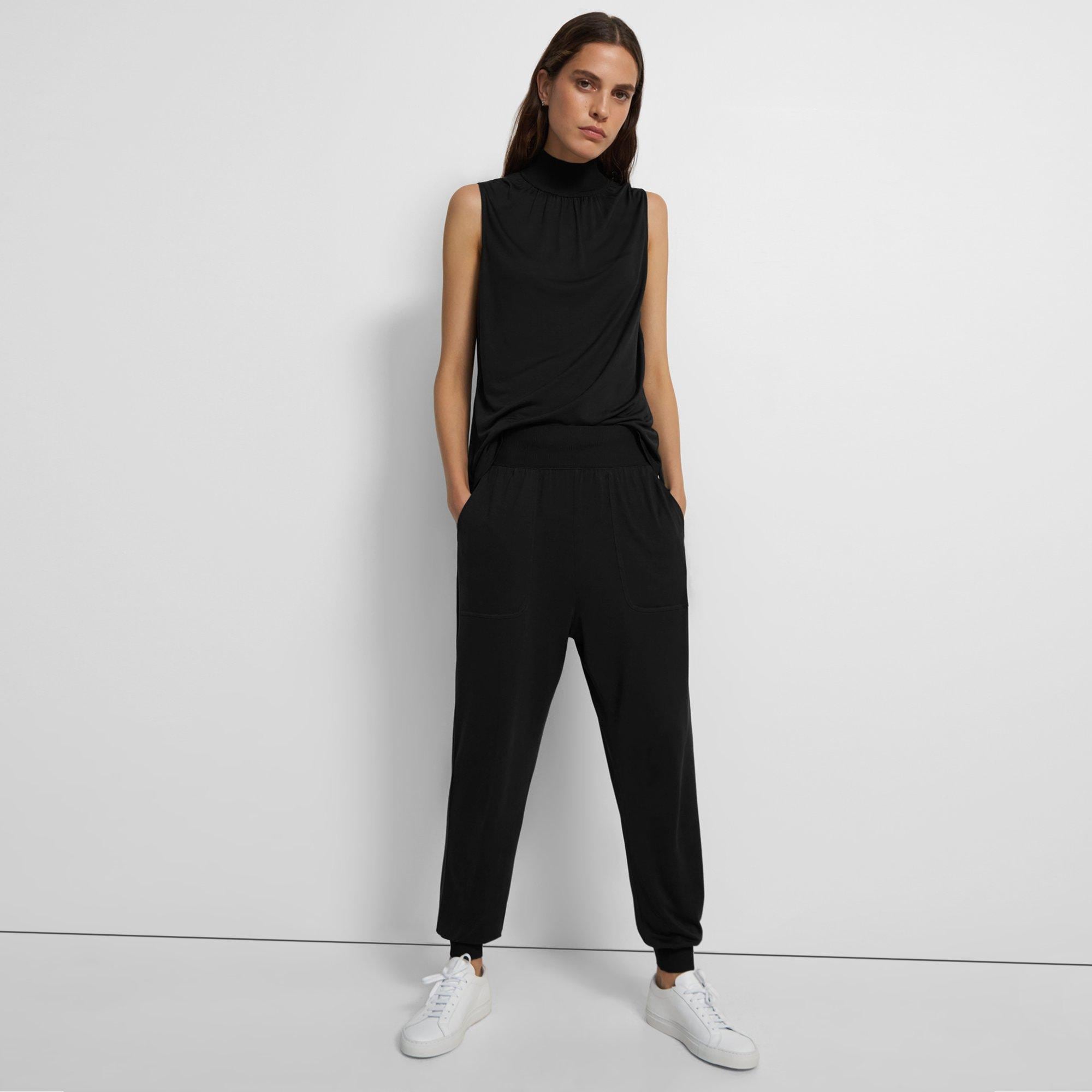 Black silk online joggers