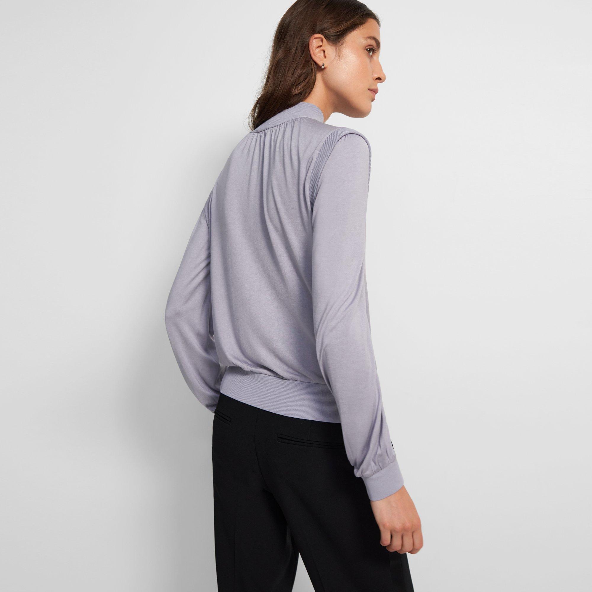 Mock Neck Top in Modal-Silk