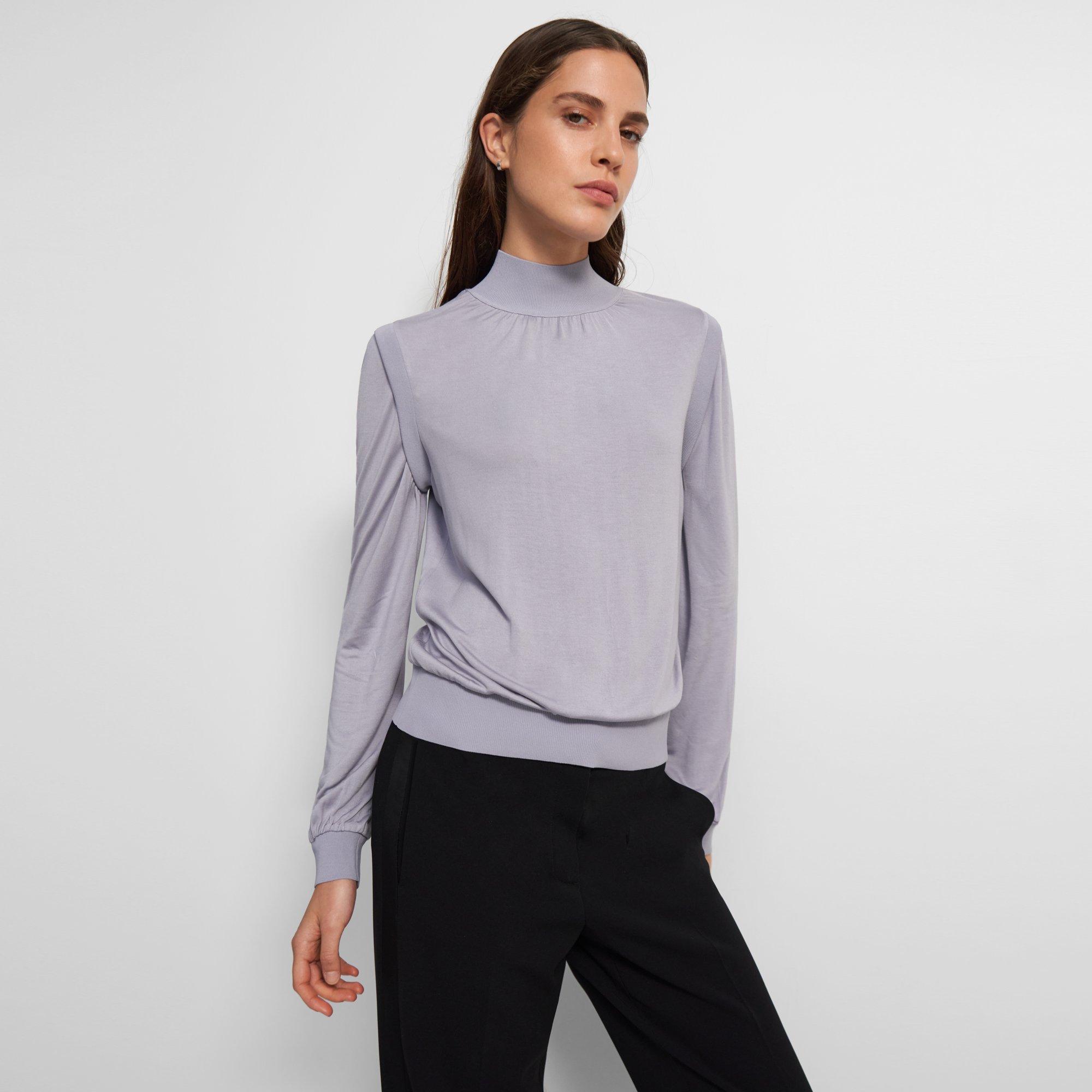 Mock Neck Top in Modal-Silk