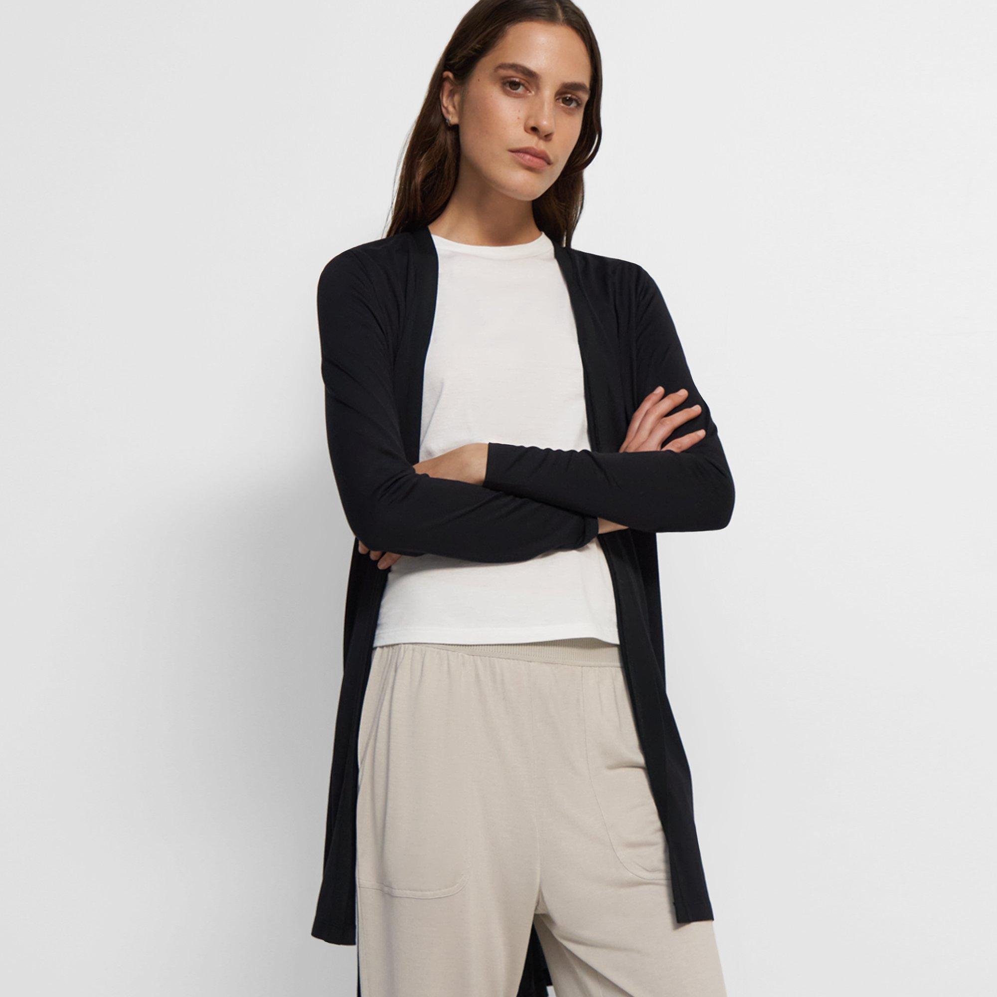 Step Hem Cardigan in Modal-Silk