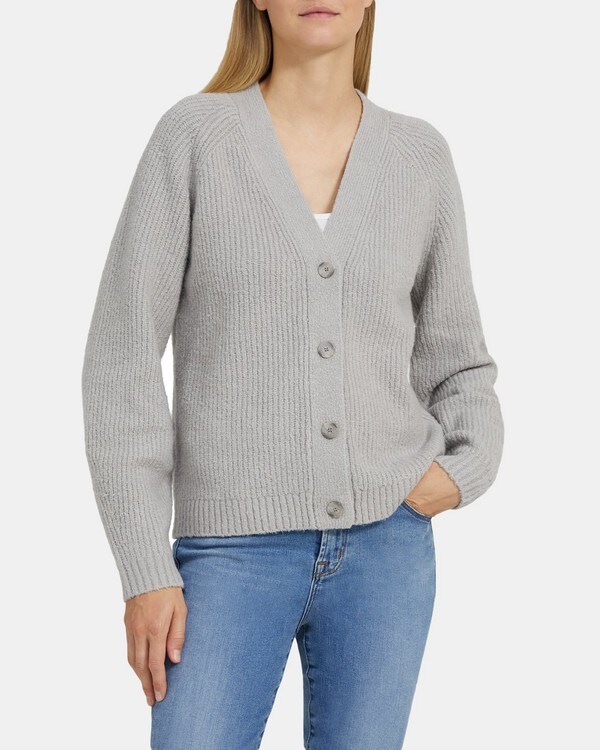 Easy Cropped Cardigan in Cotton Bouclé