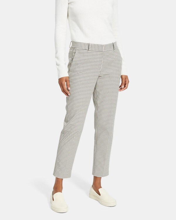 Classic Crop Pant in Checked Nylon