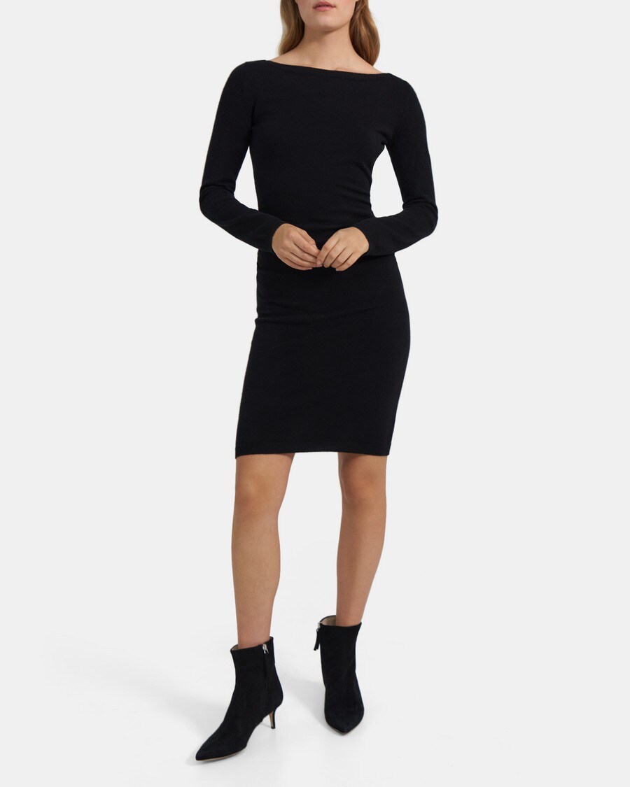 Boat Neck Sweater Dress in Cashmere