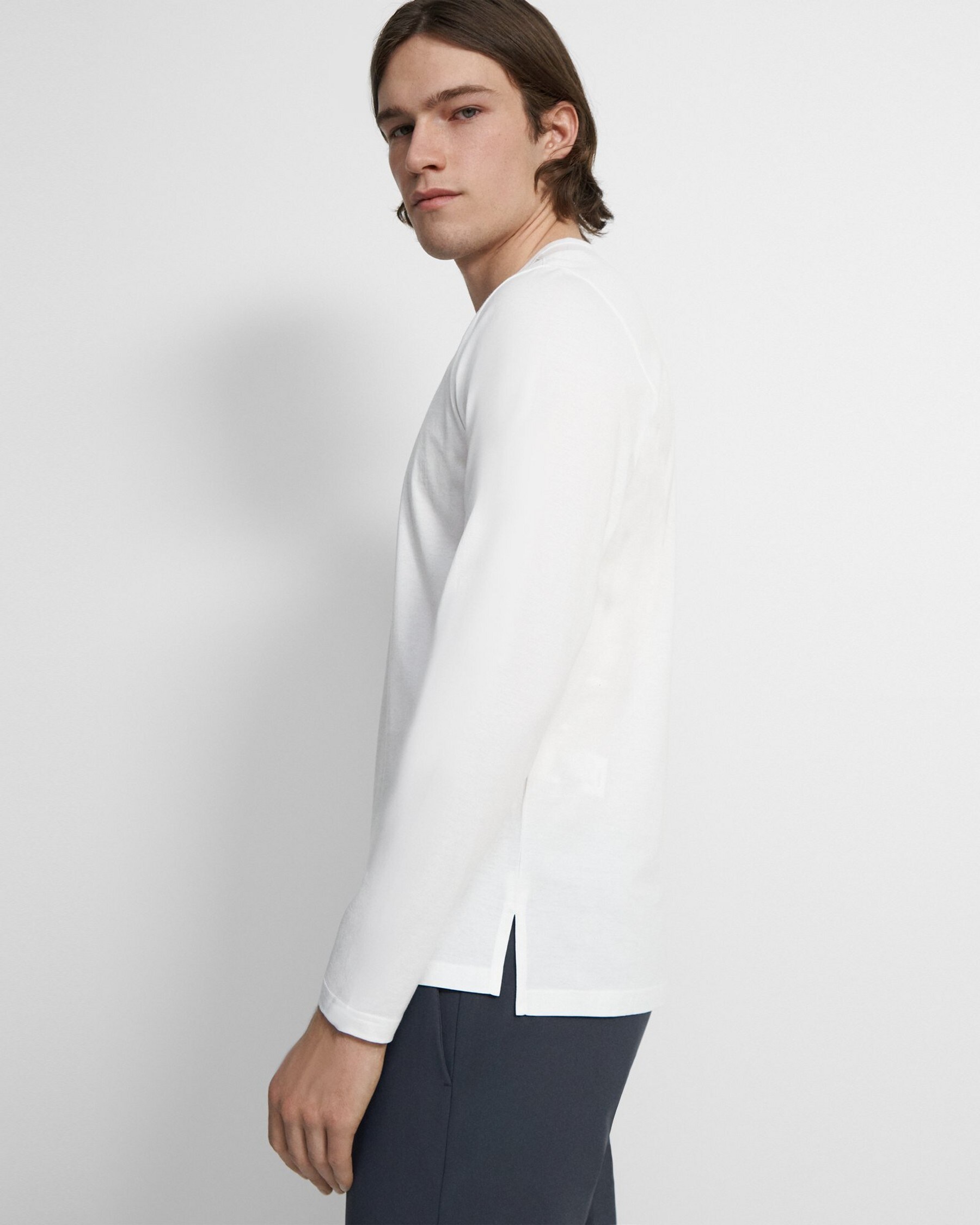 Precise Long-Sleeve Tee in Luxe Cotton Jersey