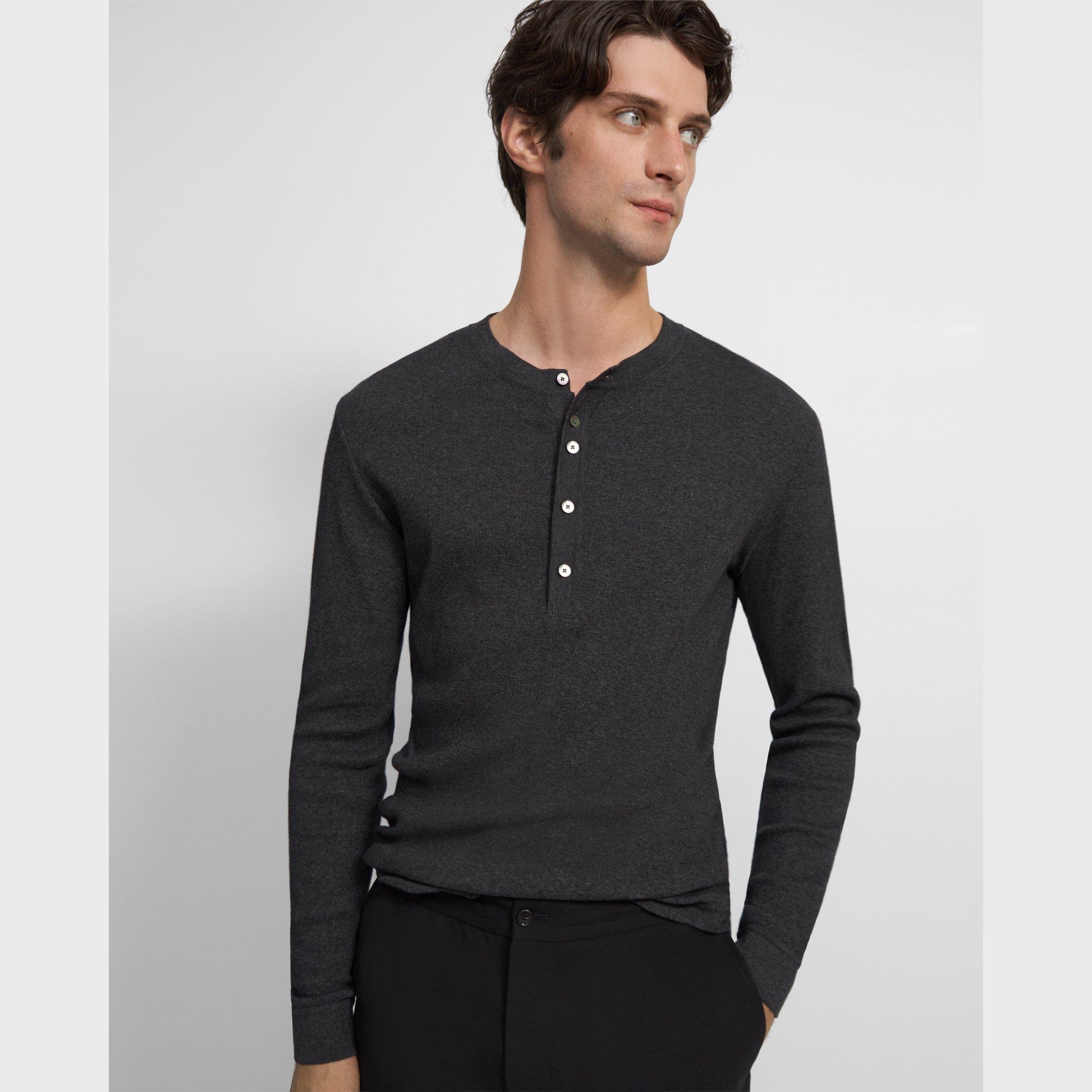 Henley-Shirt aus gerippter Pima-Baumwolle