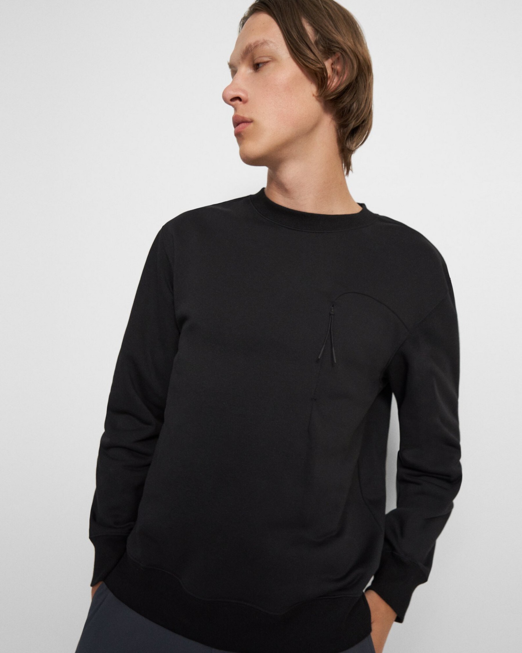Sweatshirt aus Tech-Terry-Baumwolle mit Reißverschlusstasche