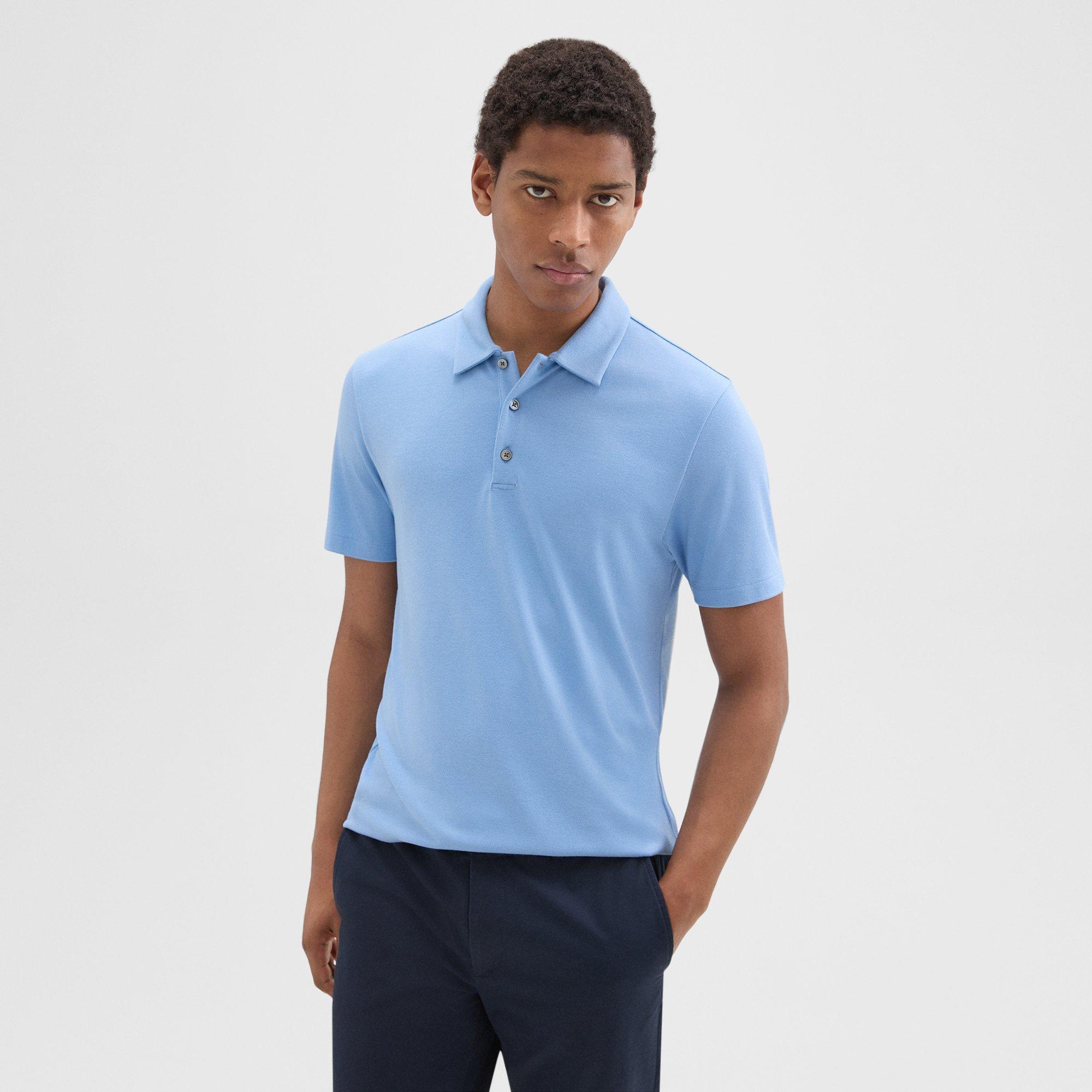 띠어리 Theory Bron Polo Shirt in Anemone Modal Jersey,POWDER BLUE