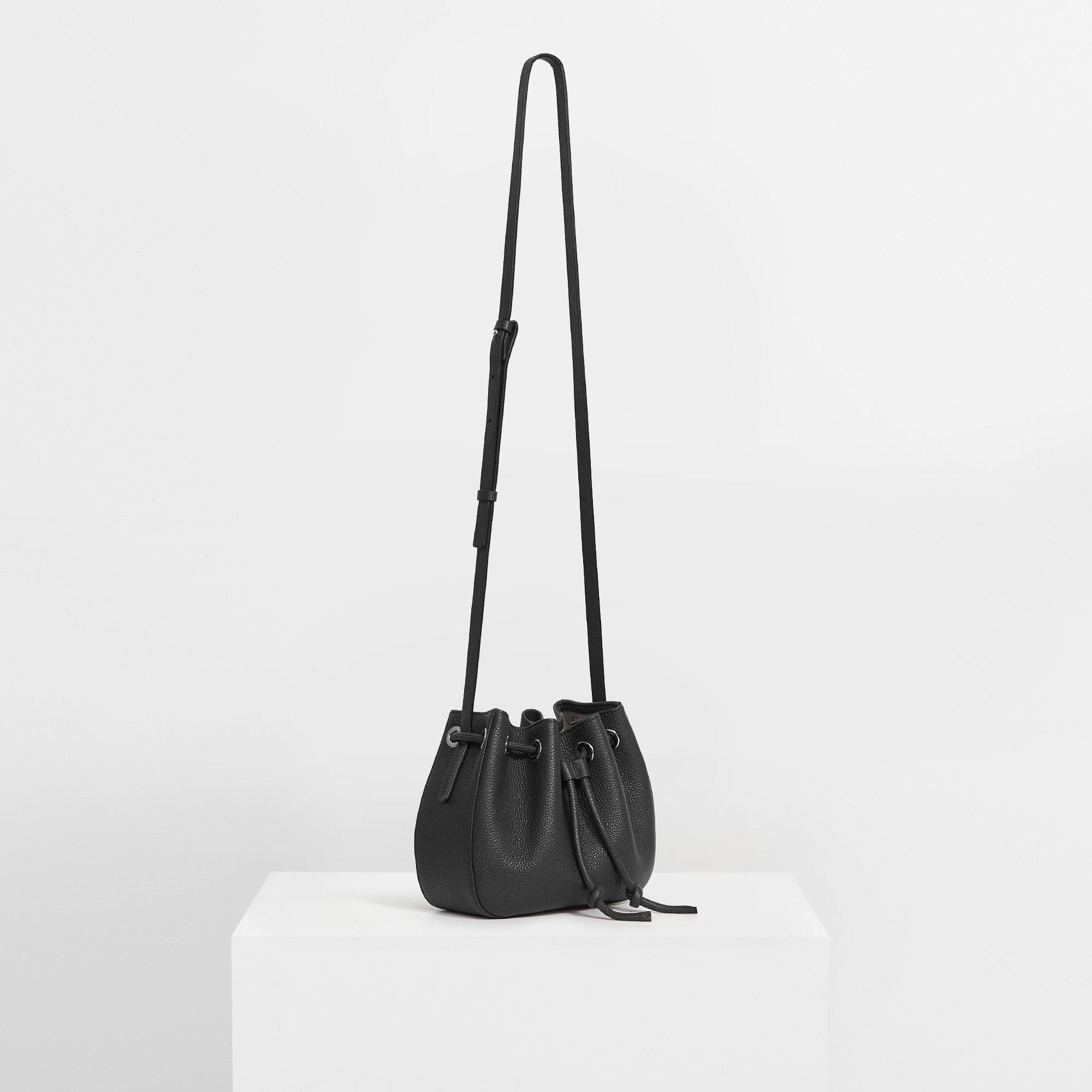 Pebbled Leather Micro Bucket Bag | Theory