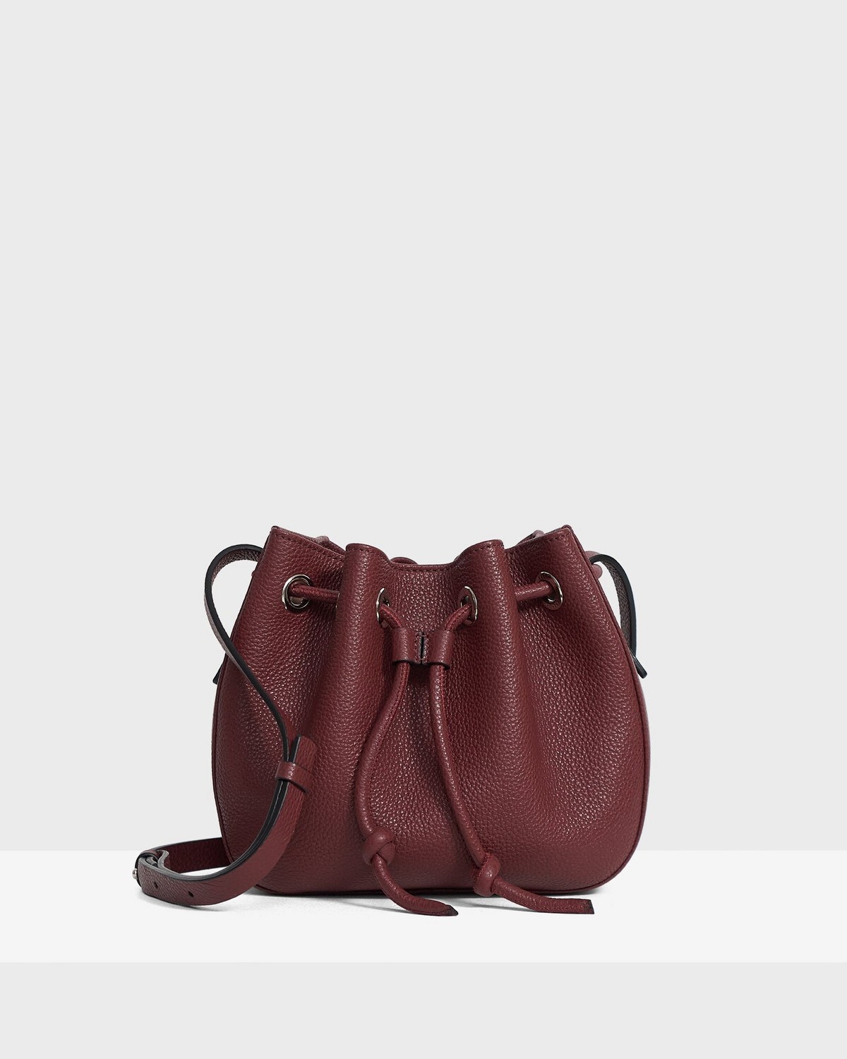 Micro Bucket Bag in Pebbled Leather