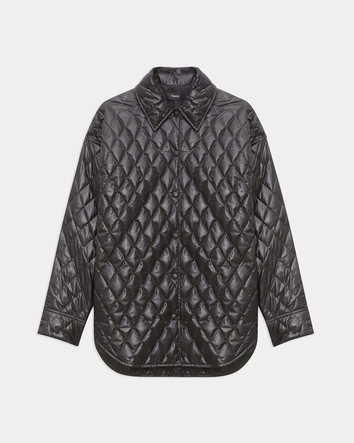 Quilted Shirt Jacket in Paper Faux Leather