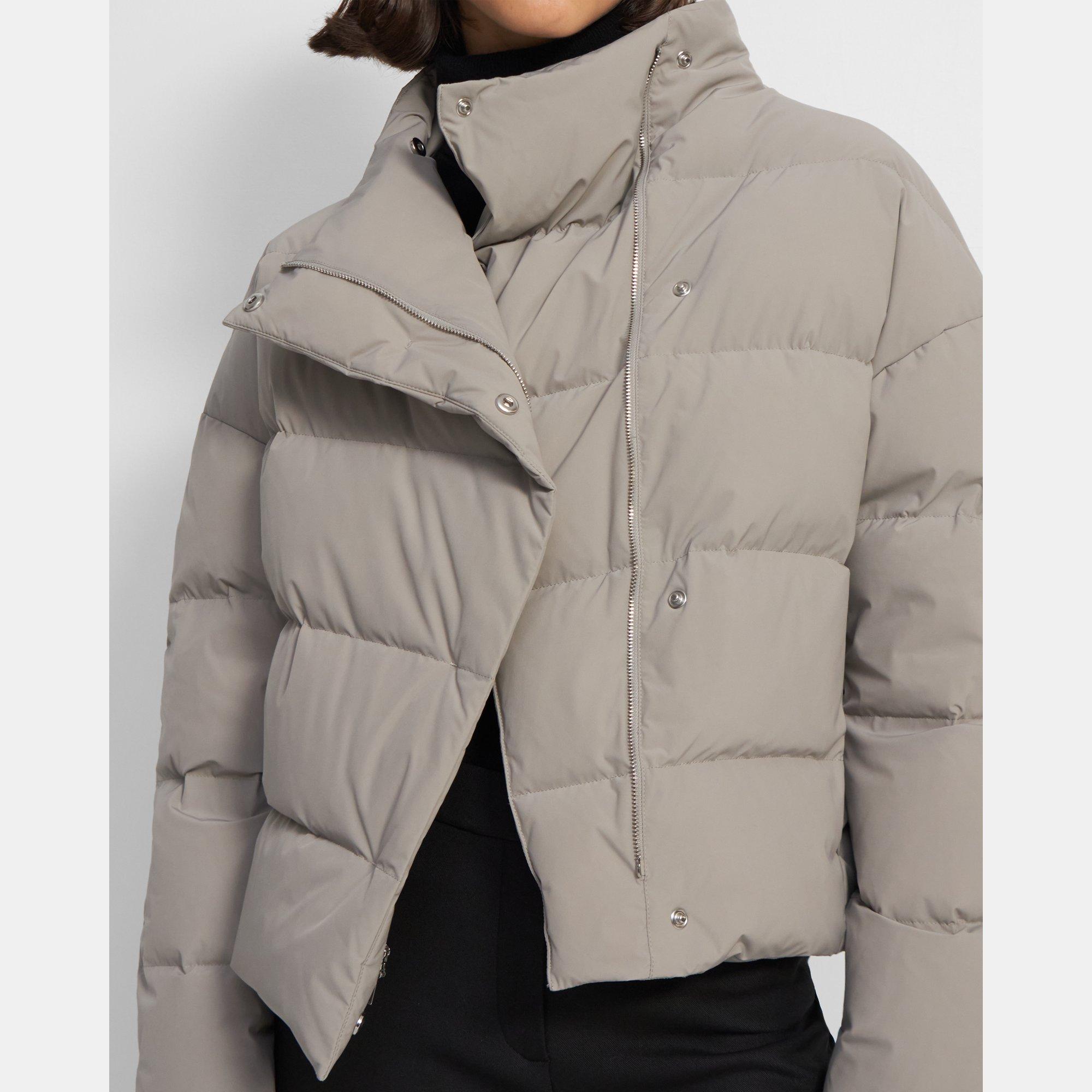 Offset Puffer Jacket in Paper Nylon