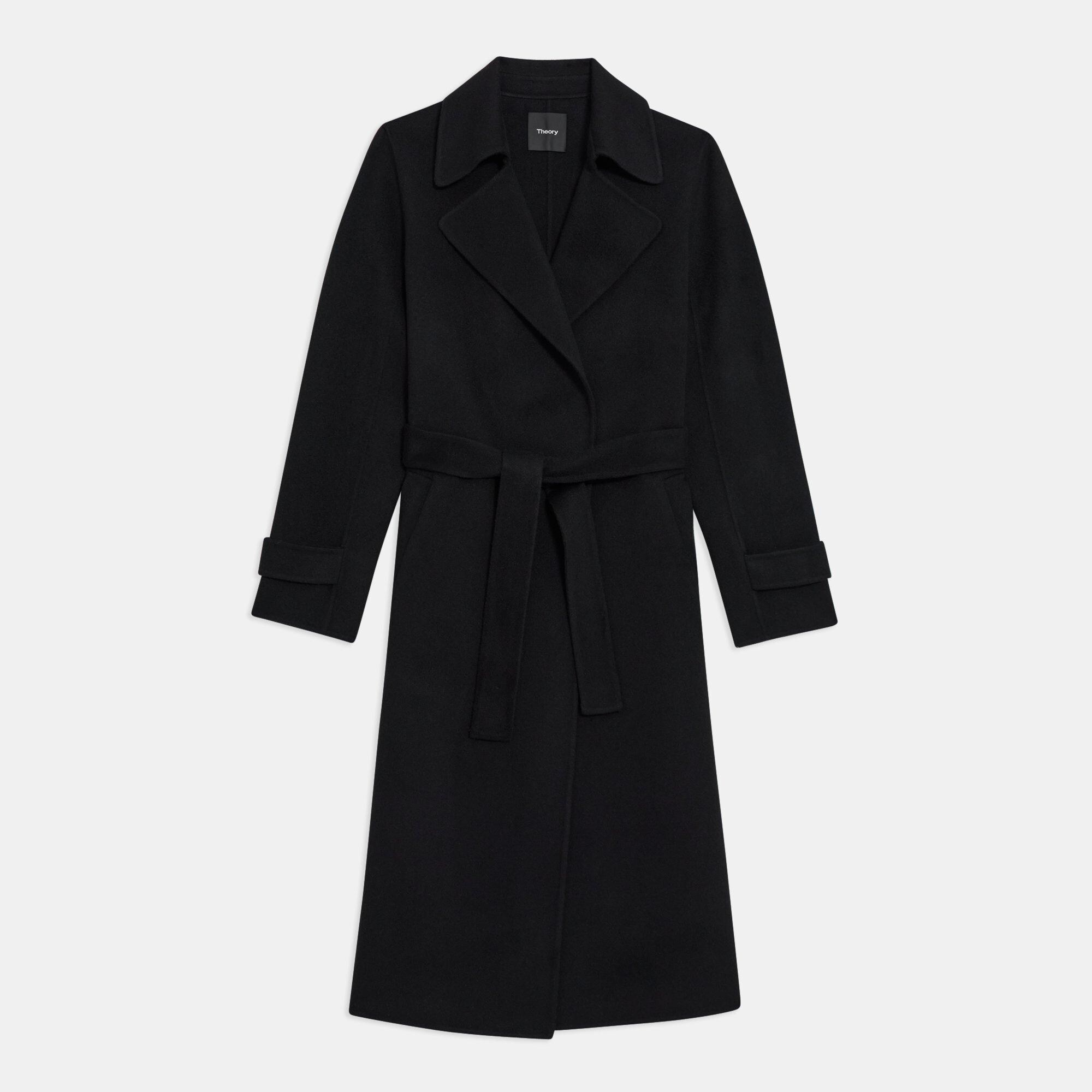 Theory black wool on sale coat