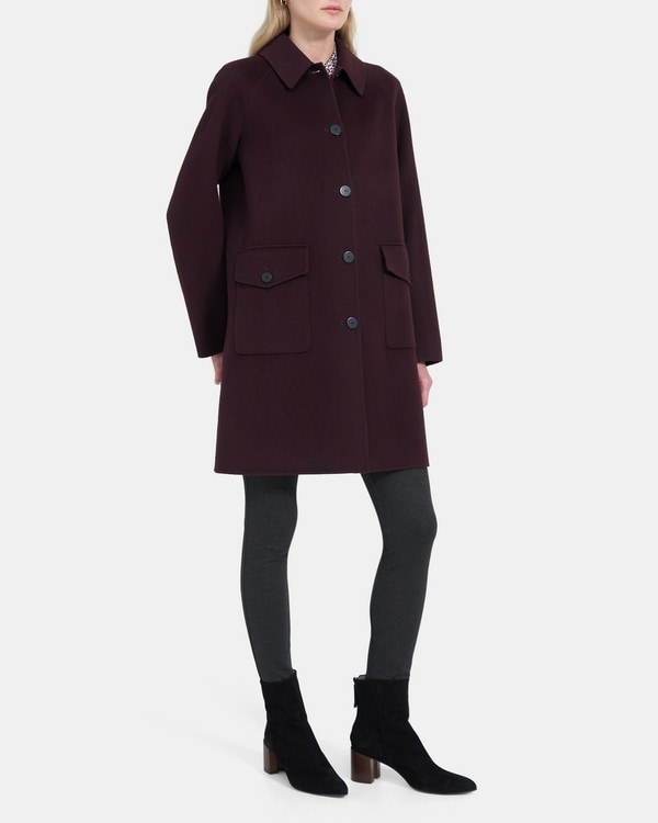 띠어리 우먼 릴렉스드 코트, 울 캐시미어 - 멜롯 Theory Relaxed Coat in Double-Face Wool-Cashmere L081402R