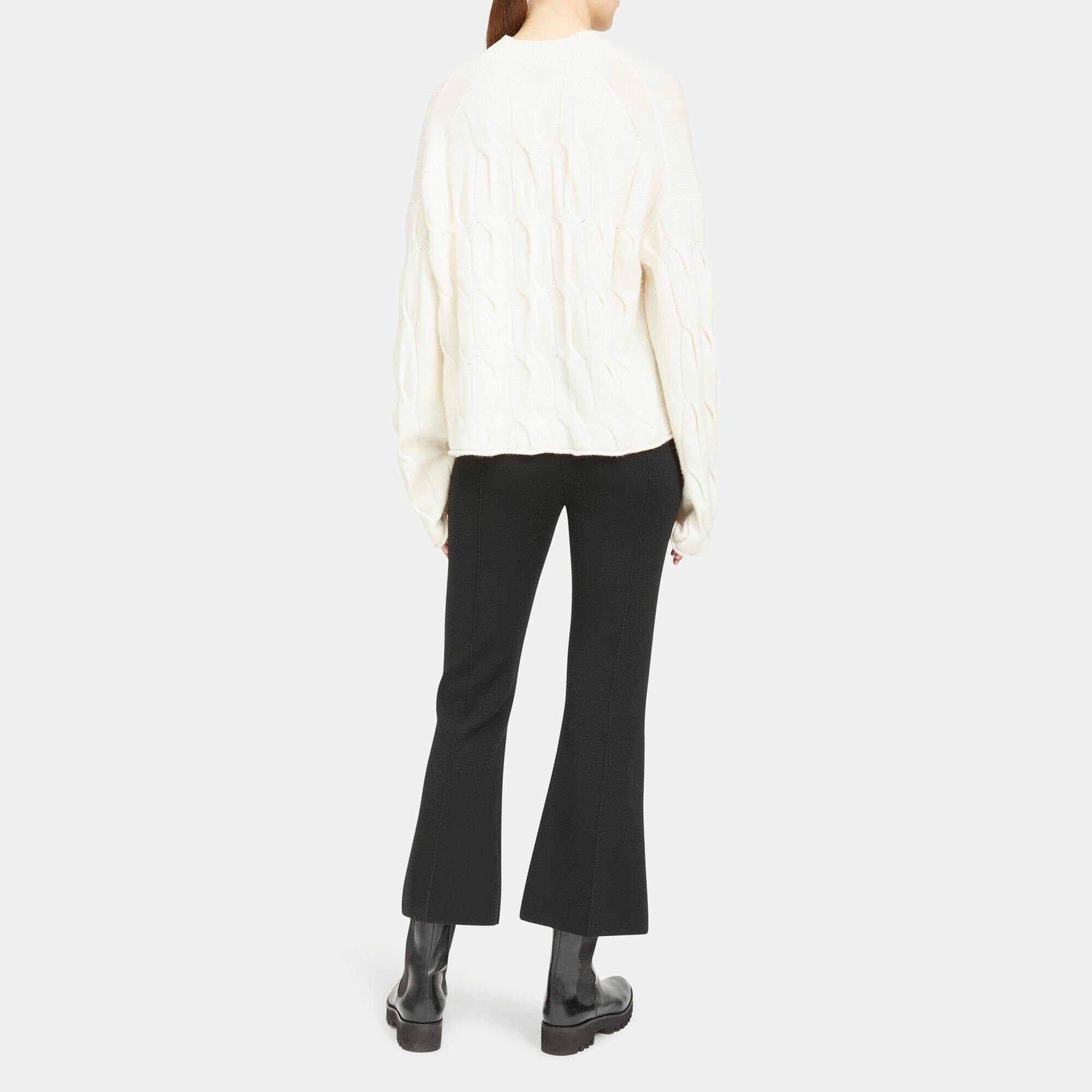 Crop Cable Pullover in Cashmere