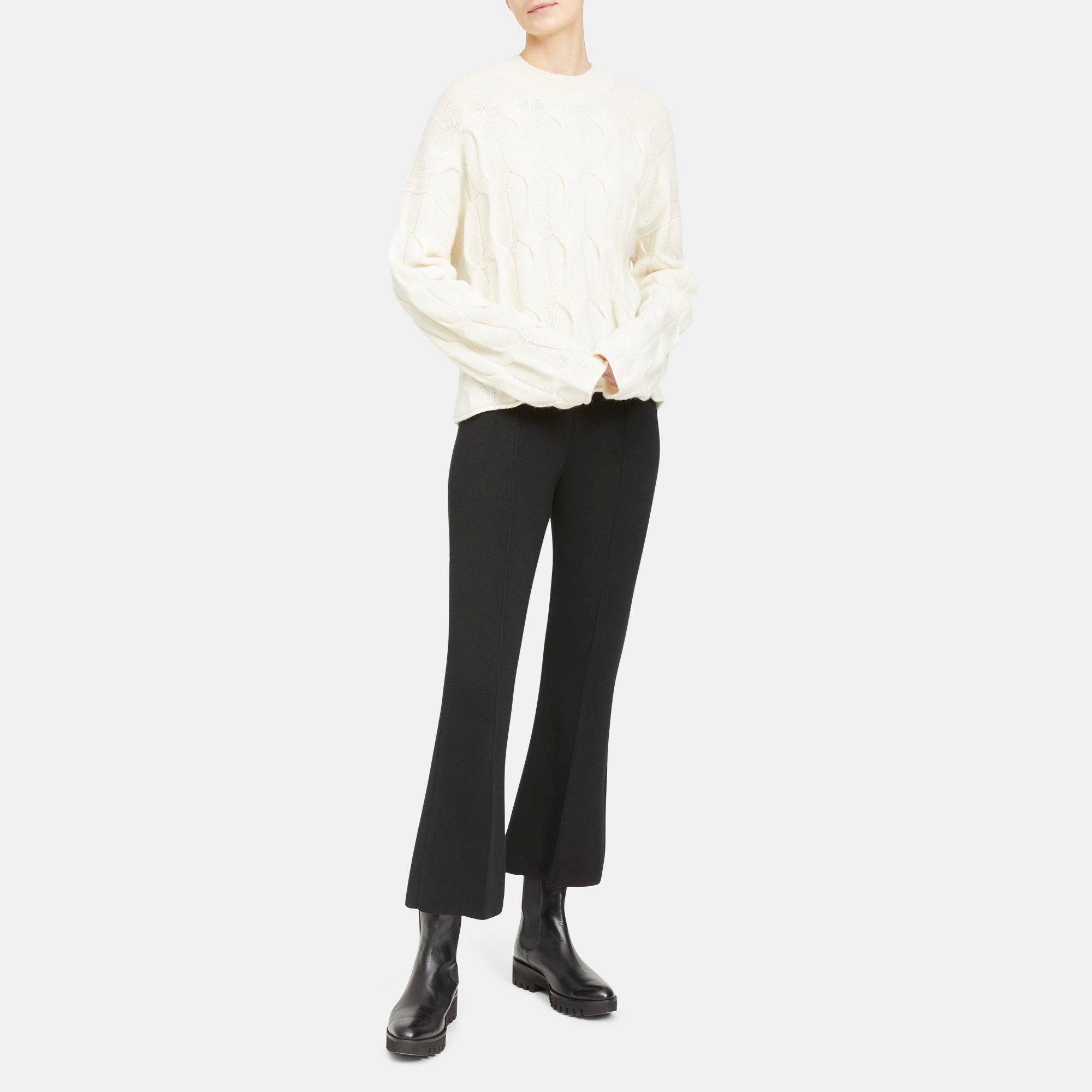 Crop Cable Pullover in Cashmere