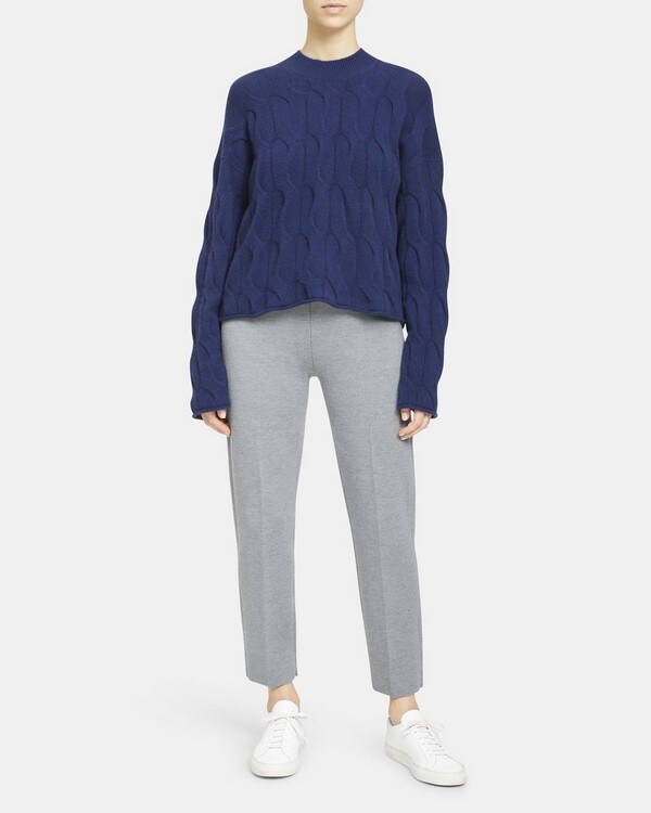 Crop Cable Pullover in Cashmere