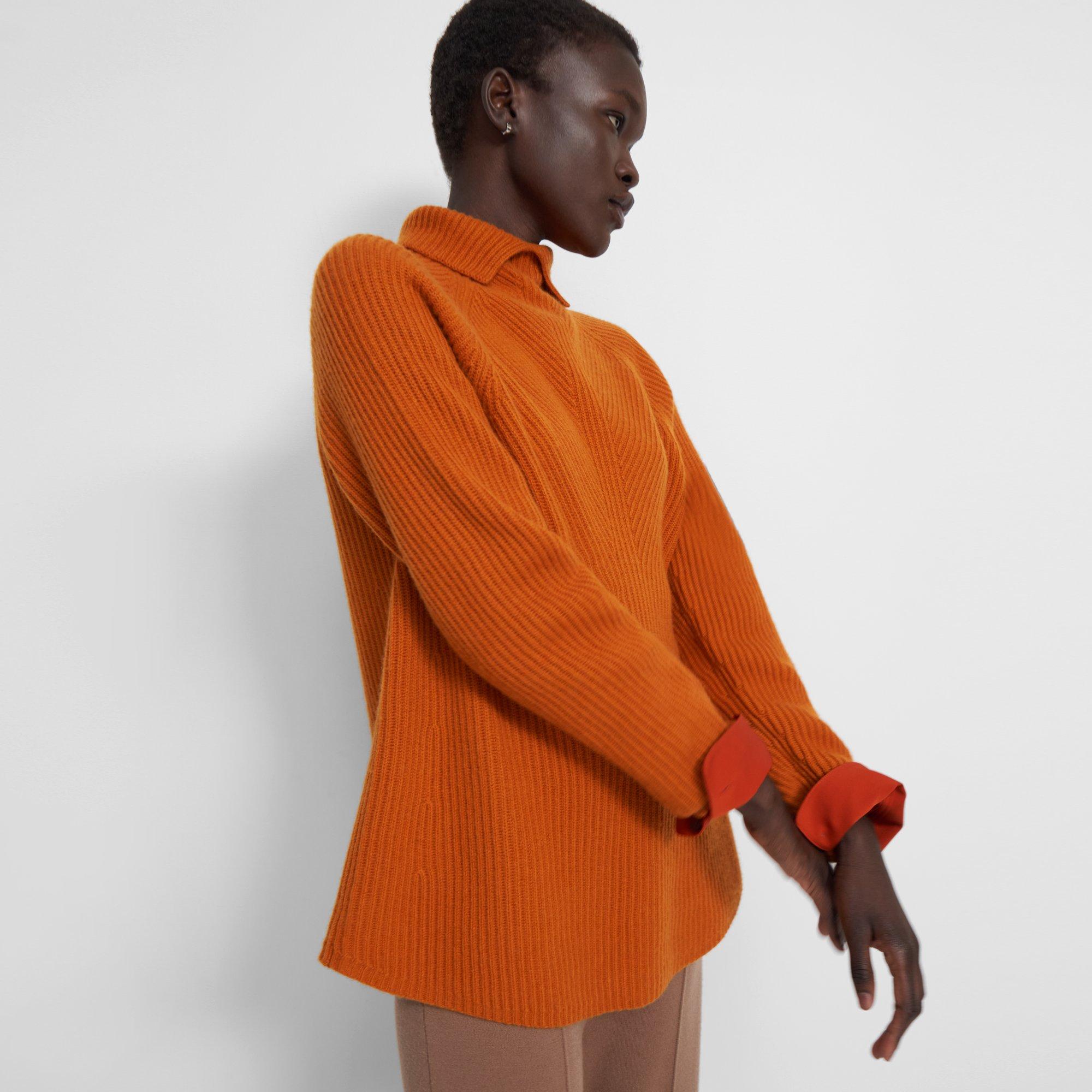 Orange ribbed turtleneck best sale