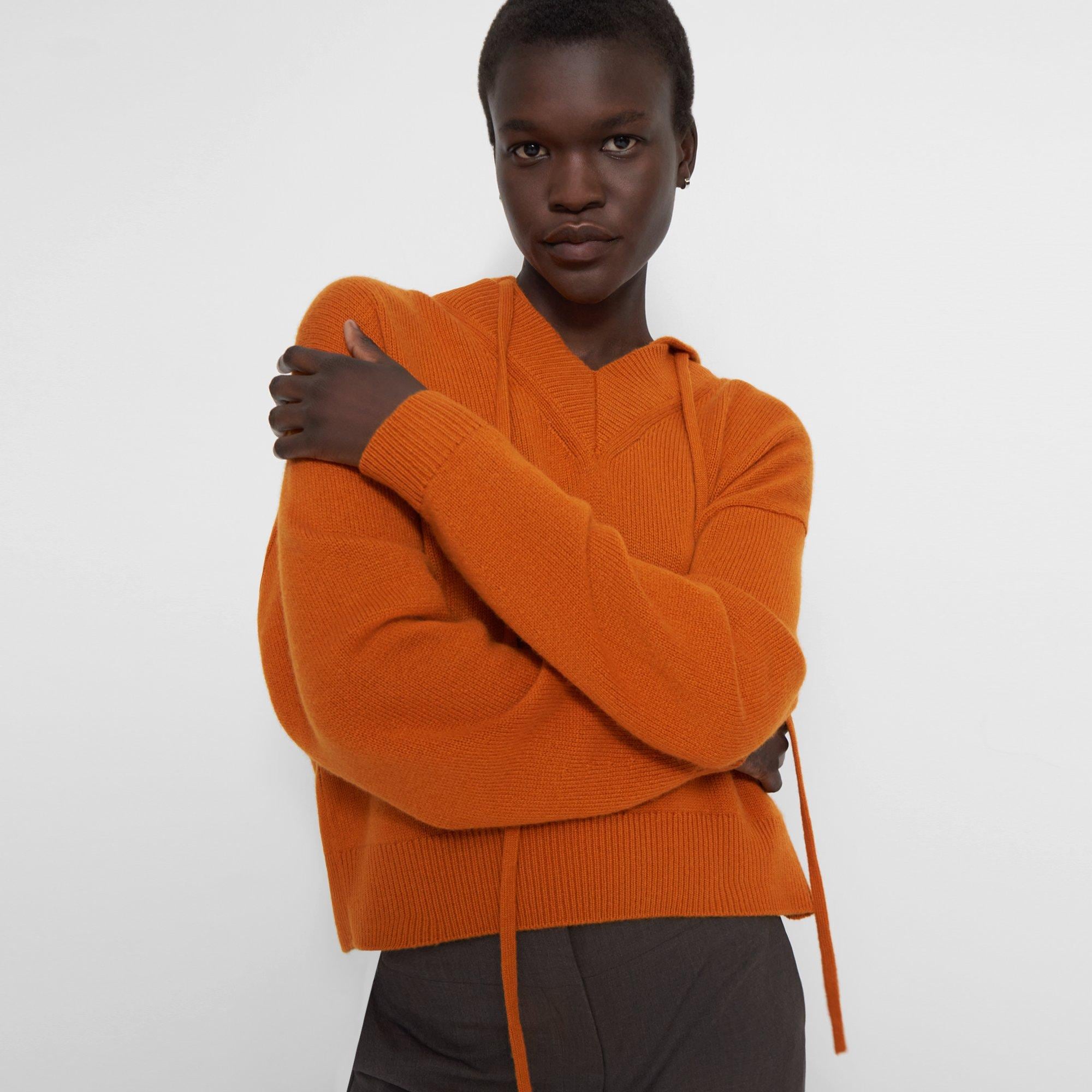 V-Neck Hoodie in Cashmere