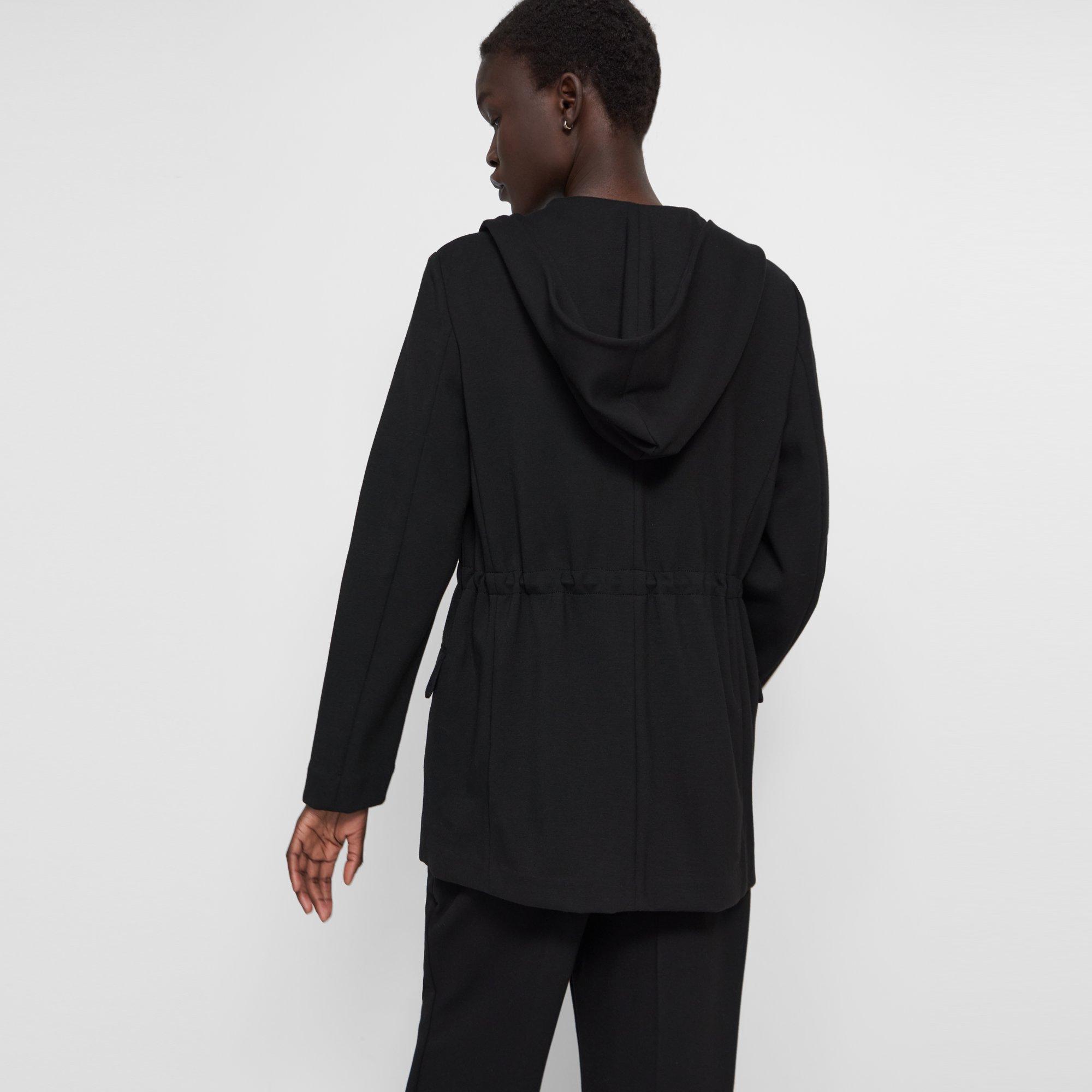 DoubleKnit Jersey Hooded Drape Jacket Theory