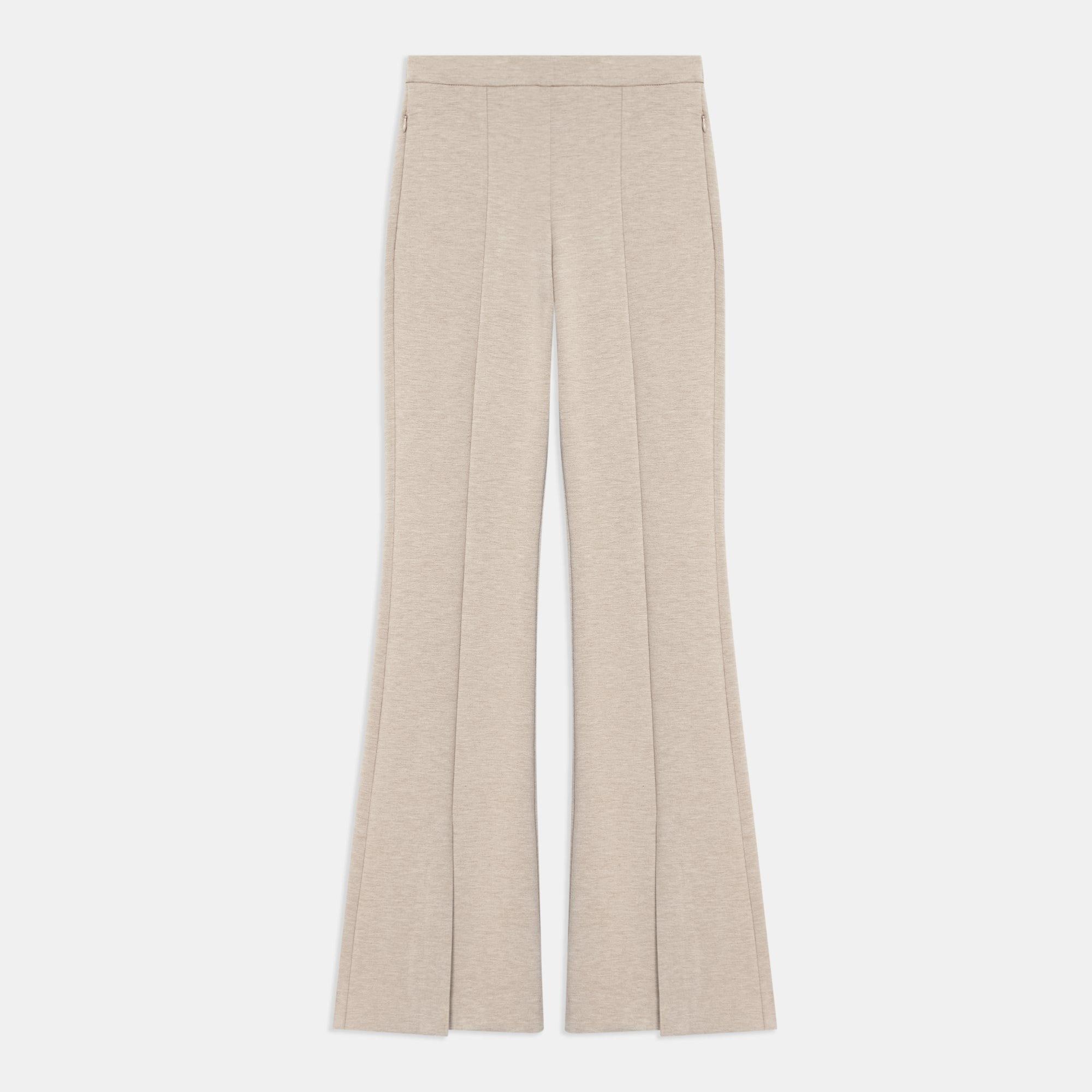 Theory Slit Demitria Double-knit Jersey Pants in Natural