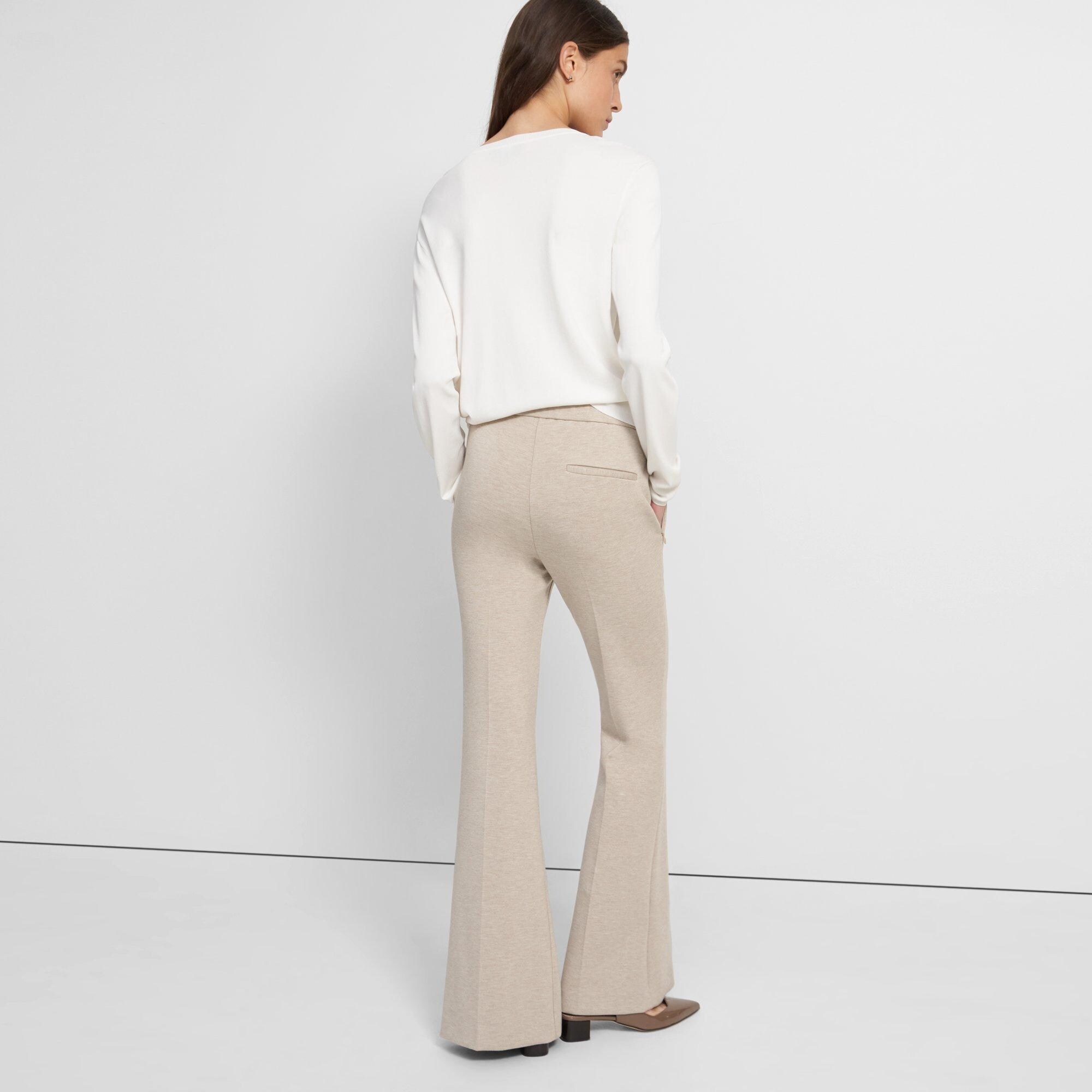 Theory Slit Demitria Double-knit Jersey Pants in Natural