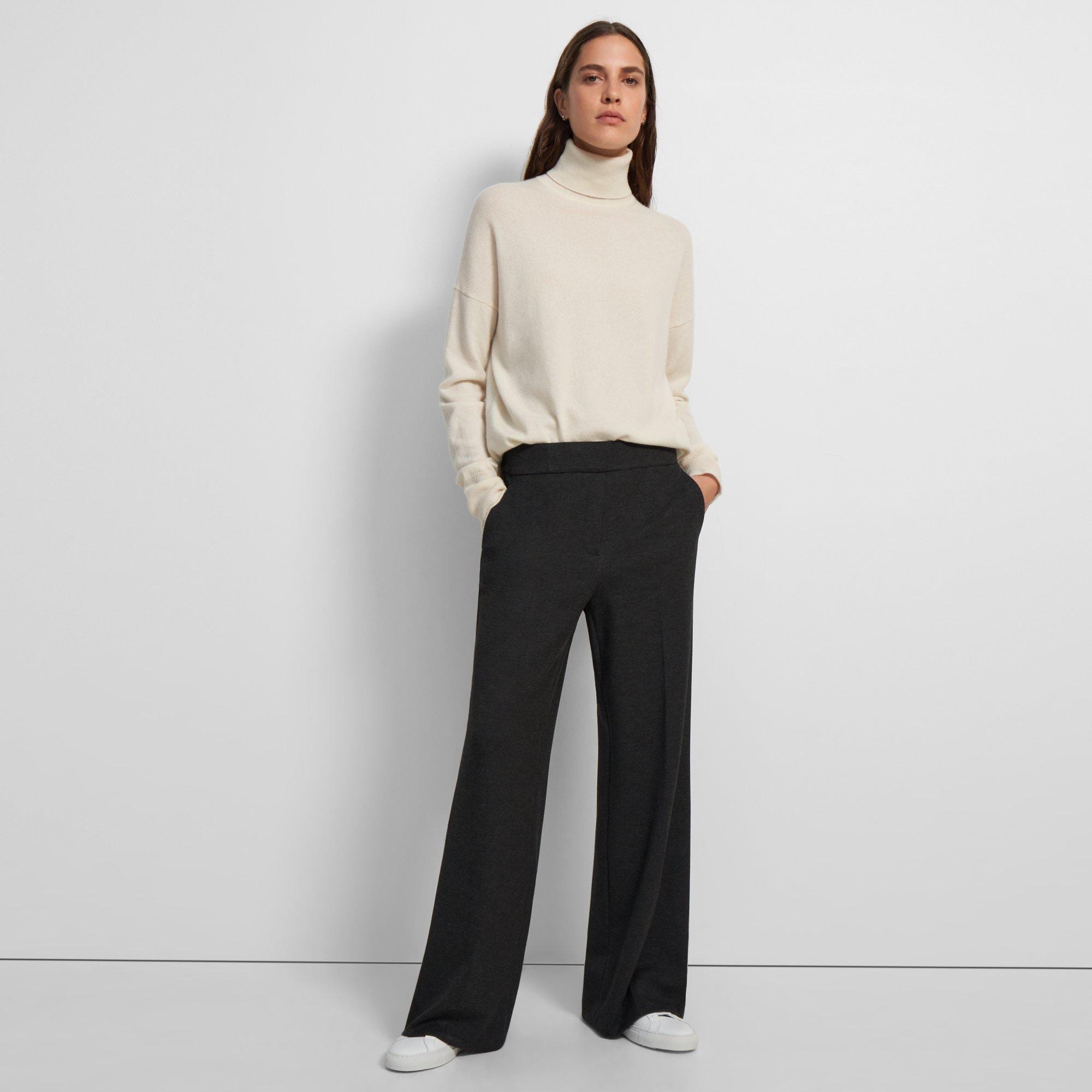 Theory Official Site | Wide-Leg Pant in Double-Knit Jersey