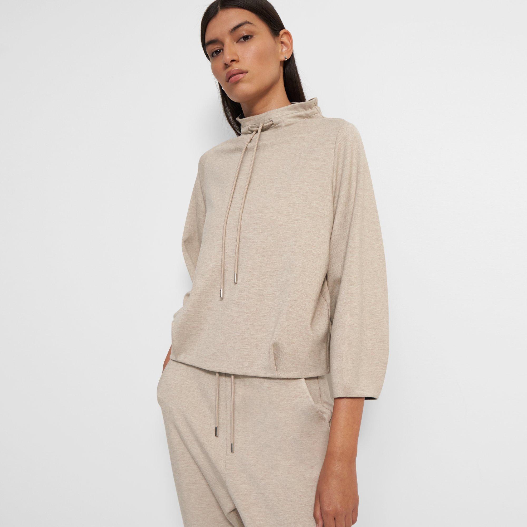 Double-Knit Jersey Drawstring Pullover | Theory