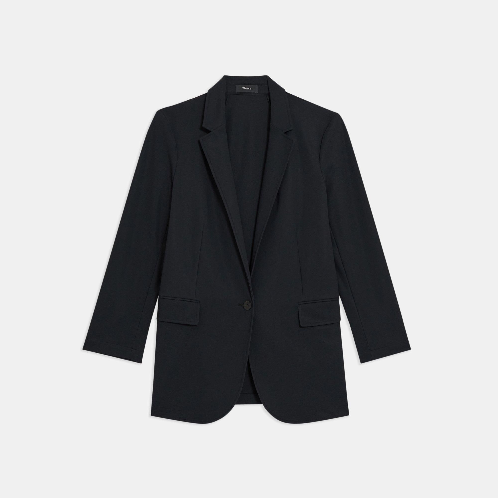 Black Precision Ponte Casual Blazer | Theory