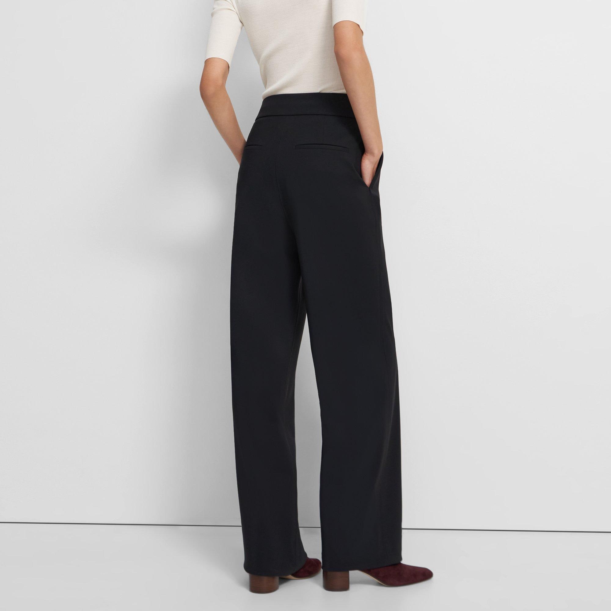 A Charcoal Black High-Waist, trumpet-cut Details Pant with Si