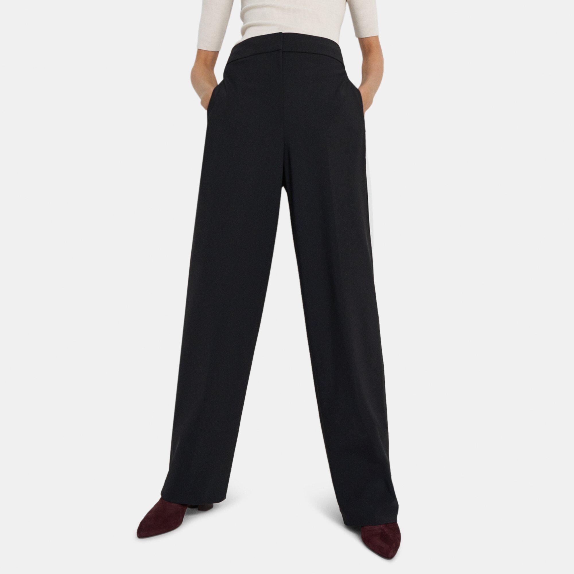 A Charcoal Black High-Waist, trumpet-cut Details Pant with Si