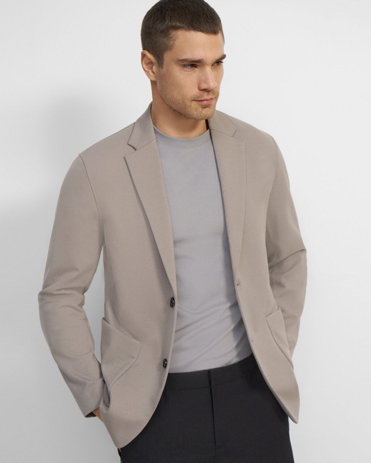 Unstructured Suit Jacket in Stretch Wool Ponte