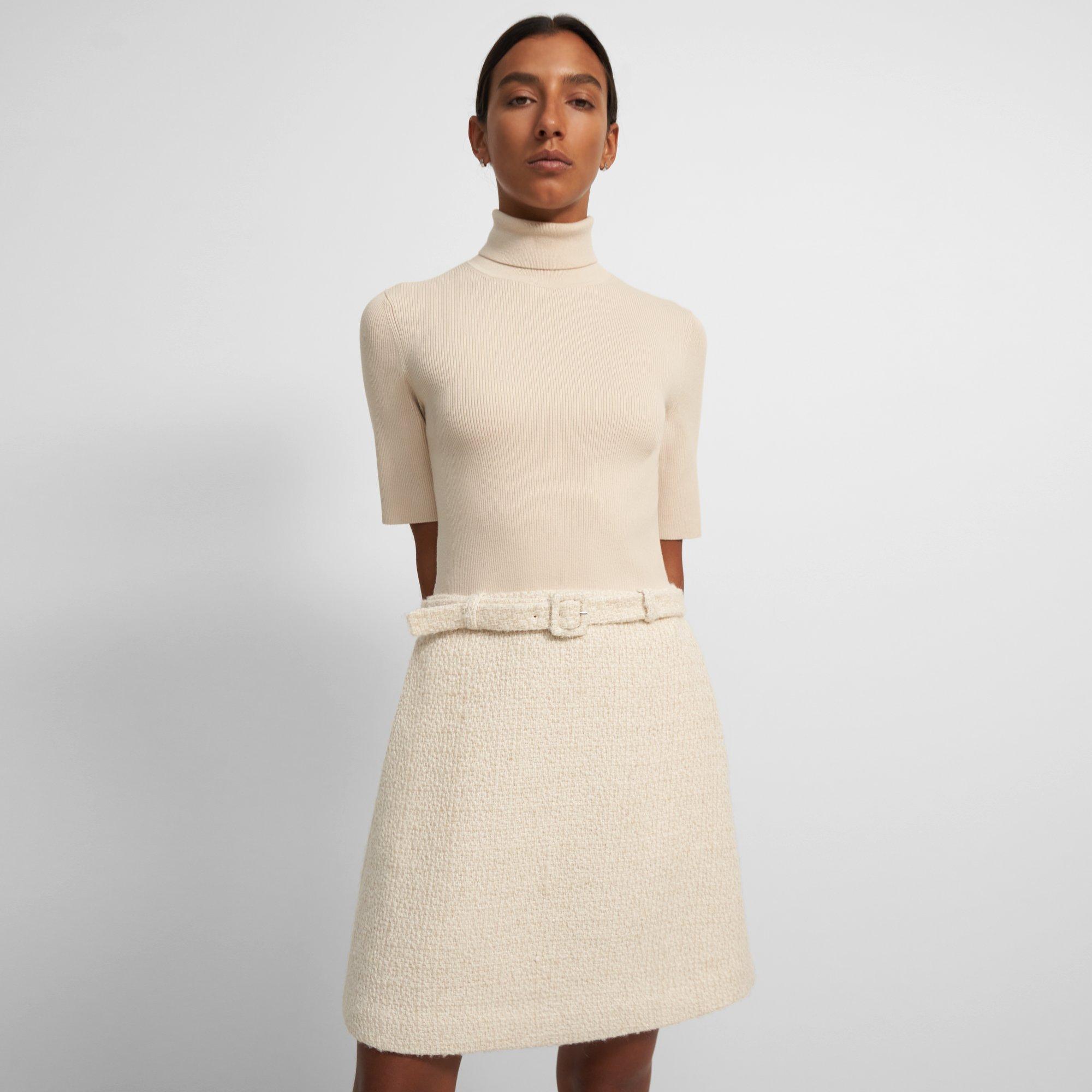 Knit Combo Dress in Tweed