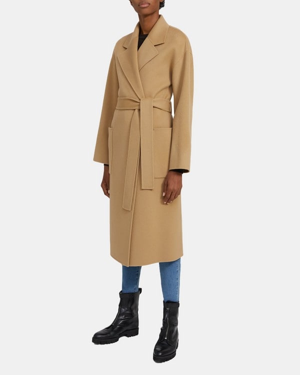 띠어리 우먼 로브 코트 Theory Robe Coat in Double-Face Wool-Cashmere,CAMEL