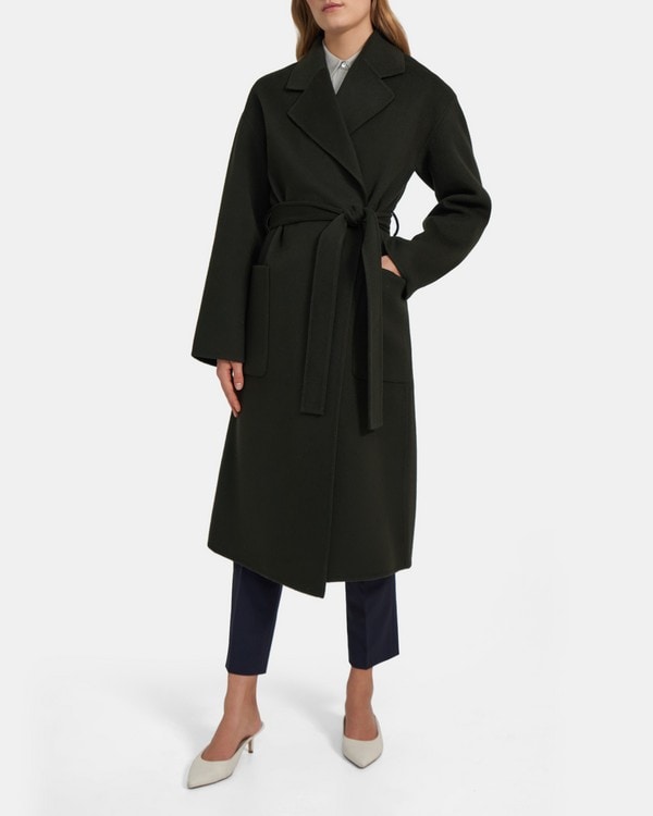 띠어리 우먼 로브 코트 Theory Robe Coat in Double-Face Wool-Cashmere,PINE