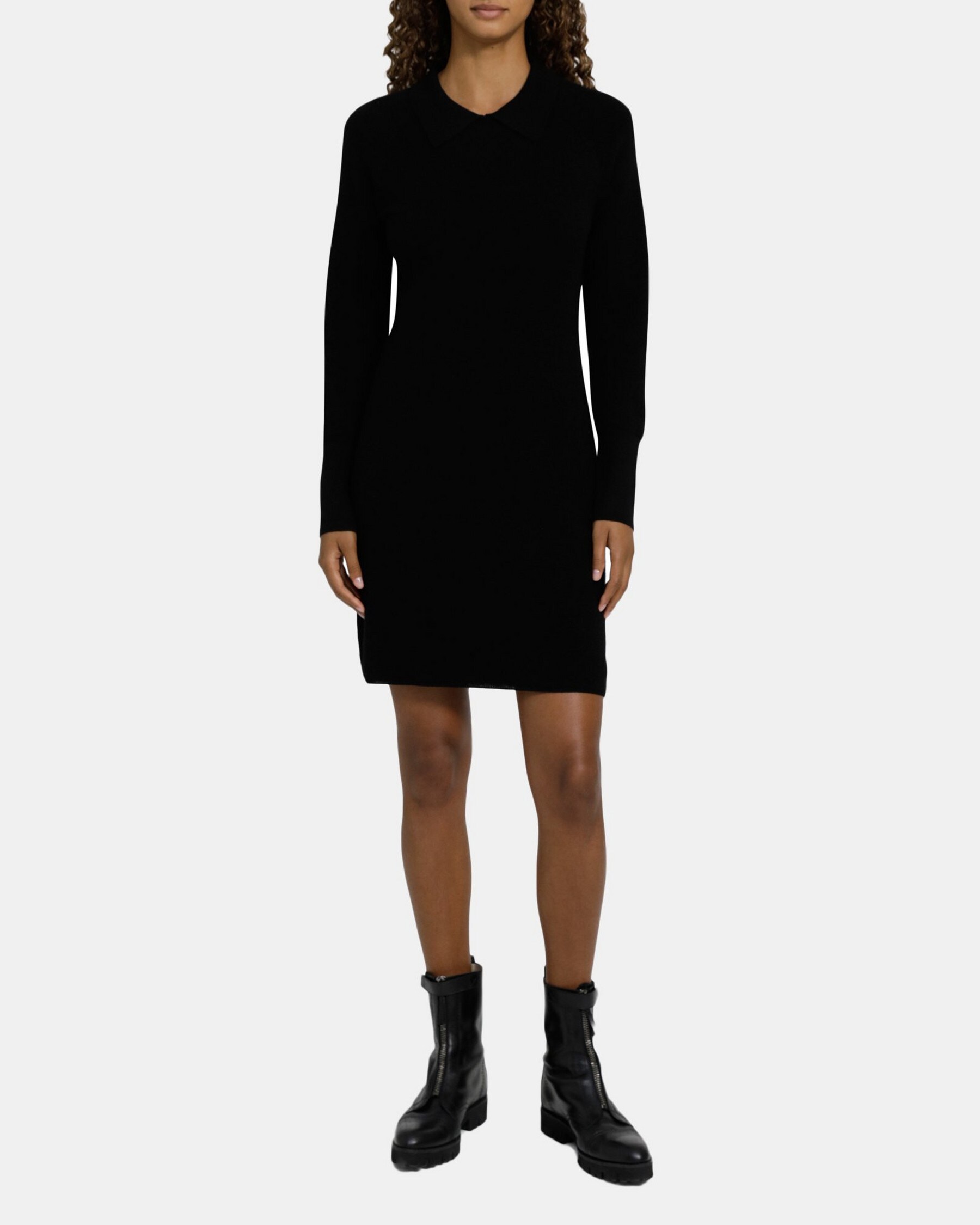 Theory Collared Crewneck Dress in Stretch Wool