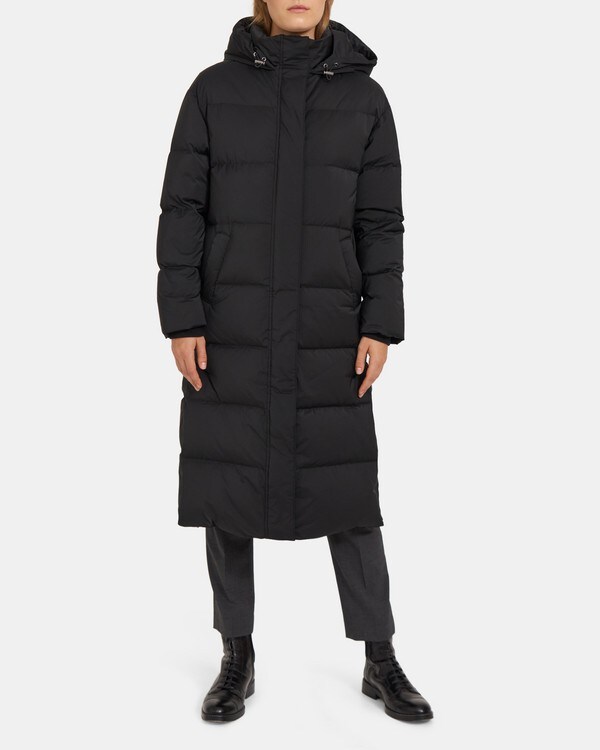 Side-Button Puffer Coat in City Poly