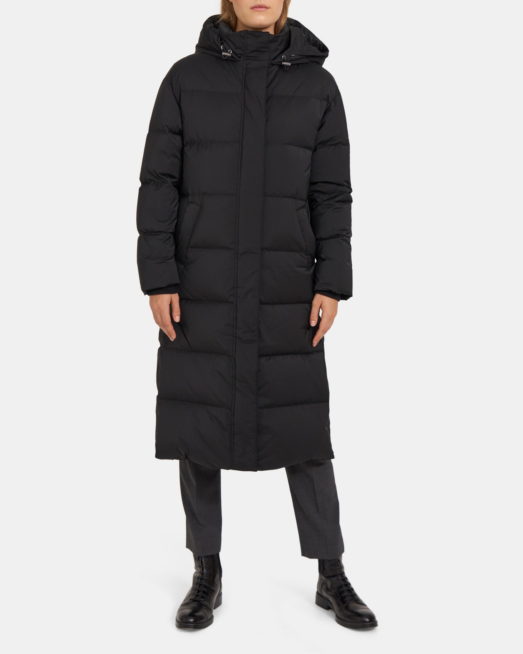 Theory Side-Button Puffer Coat in City Poly