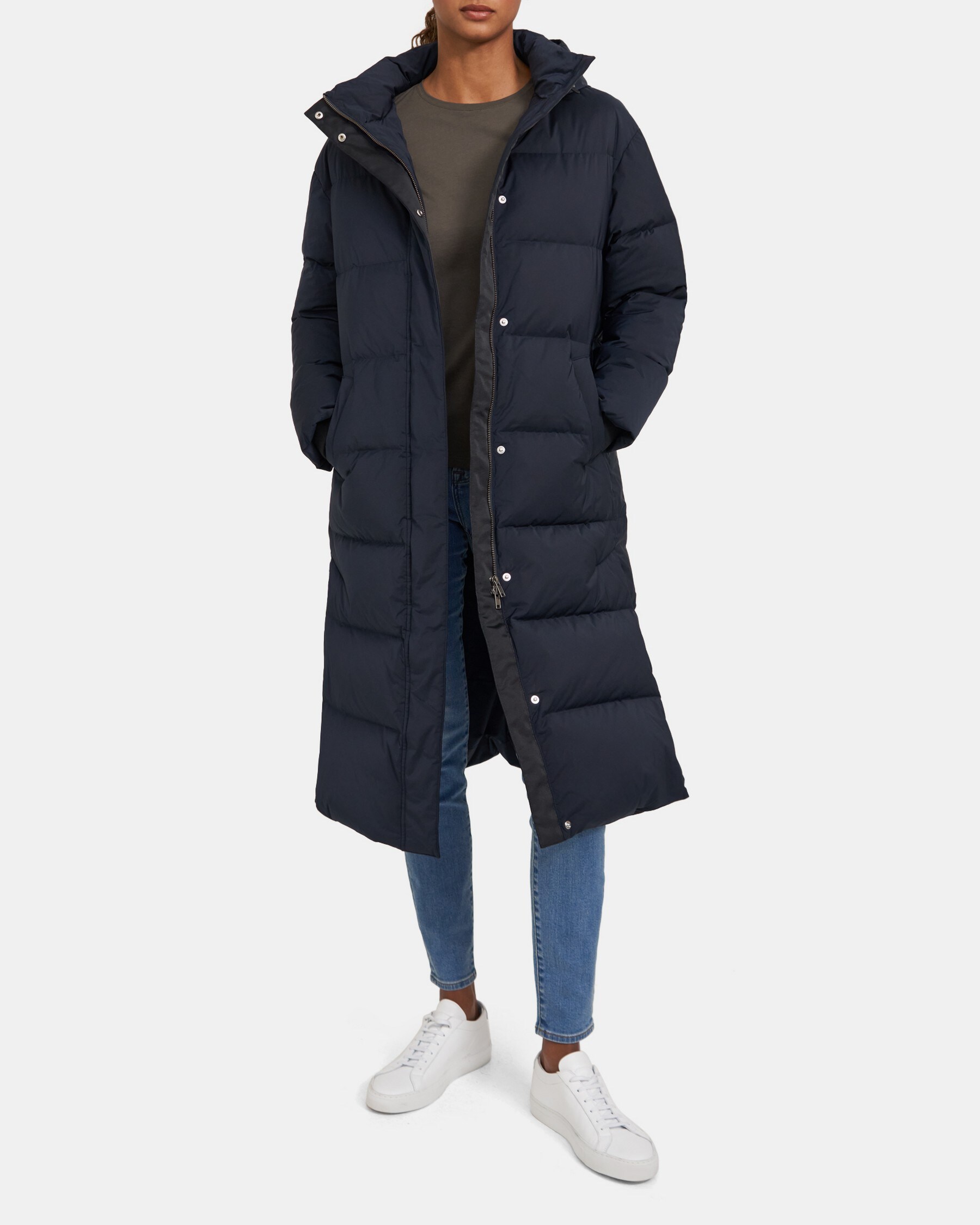 Theory Side-Button Puffer Coat in City Poly