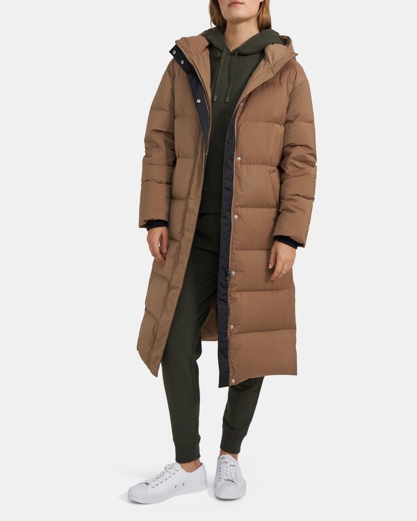 Side-Button Puffer Coat in City Poly