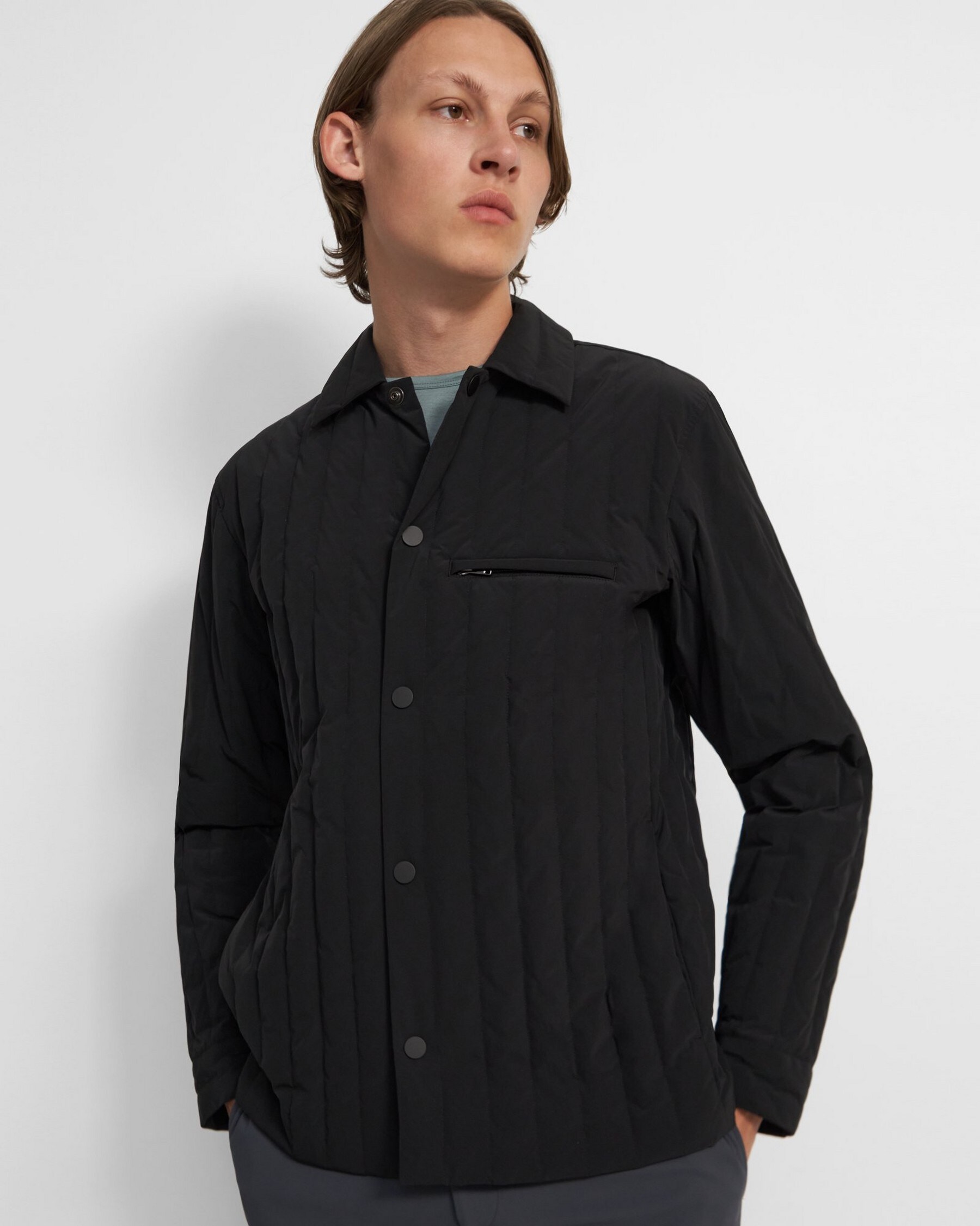Quilted Shirt Jacket in Paper Nylon